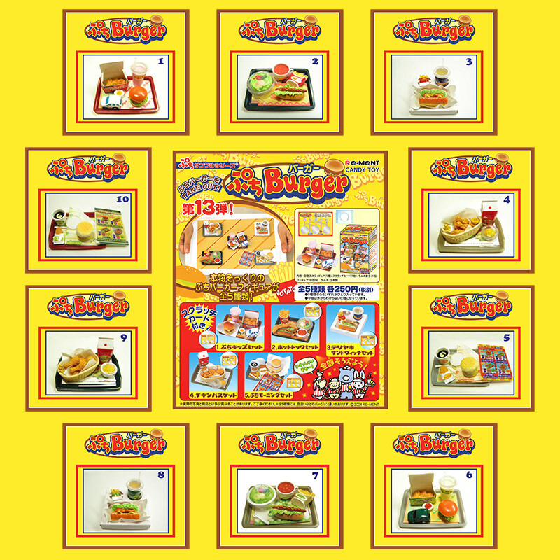 Rare 2003 Re-Ment Petit Burger Restaurant Full Set of 10 pcs