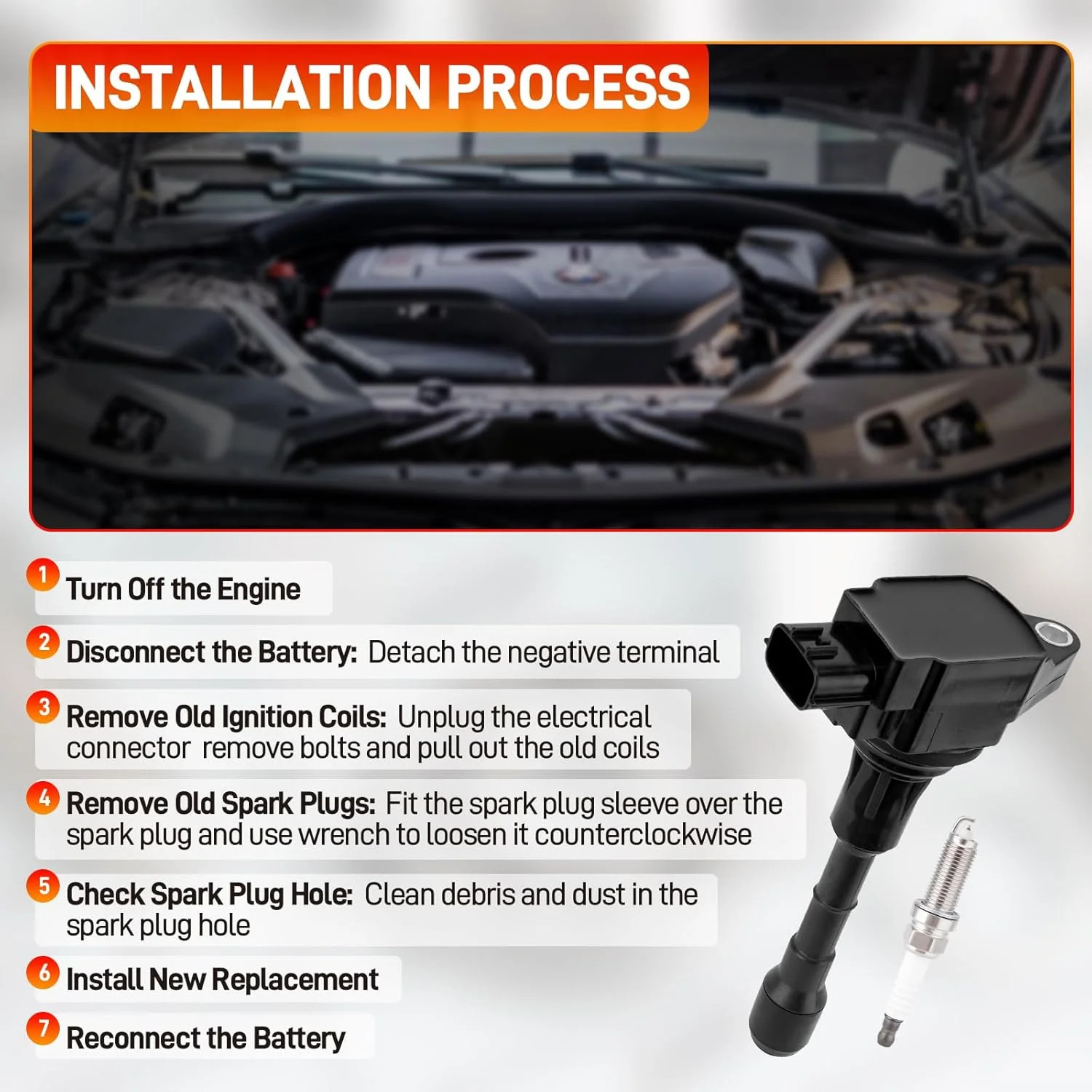 6PCS Ignition Coil & Iridium Spark Plug Packs Compatible with Nissan 2007-2020 A