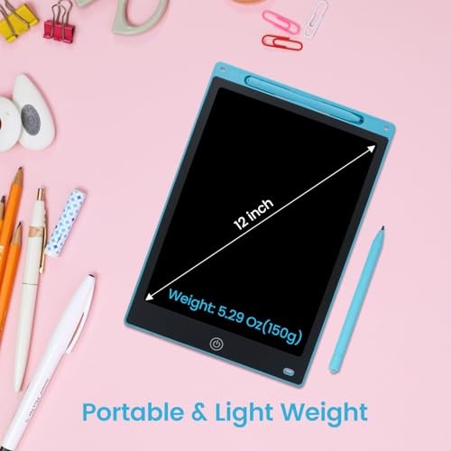 12 Inches LCD Writing Tablet for Kids and Adults – Reusable,Erasable Blue