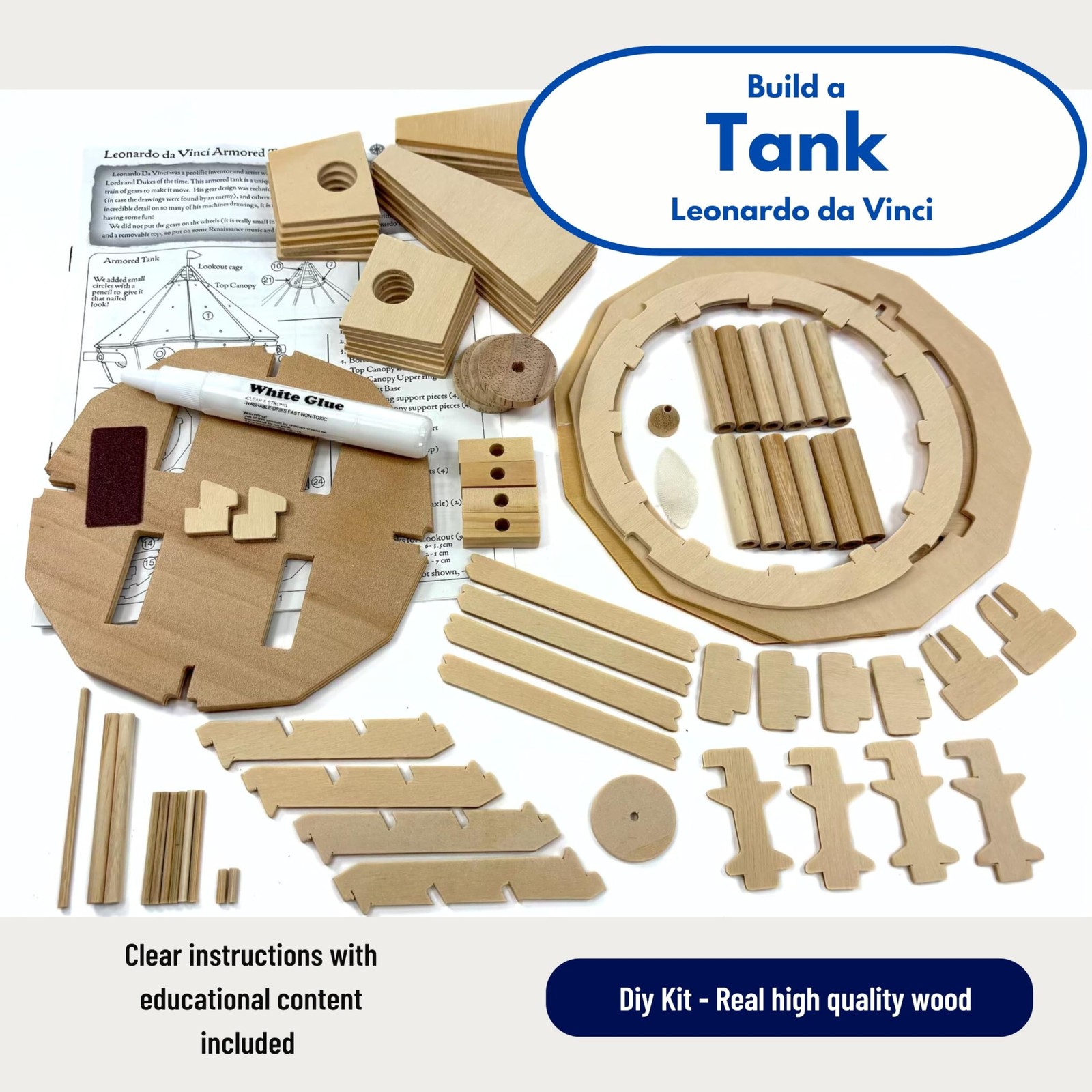 STEM Kit – Leonardo da Vinci Tank | Build It Yourself Wooden Model | Educatio…