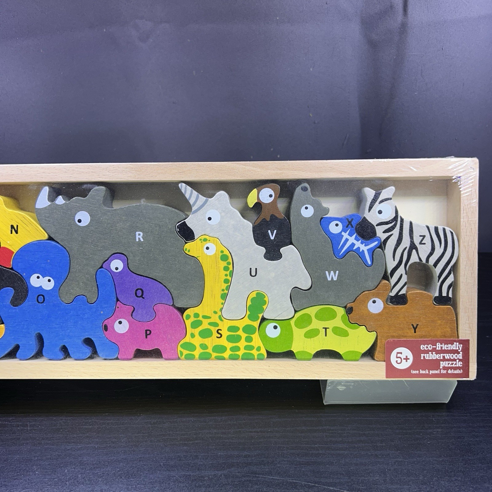 Begin Again Animal Parade AtoZ Rubberwood Puzzle Blocks Toddlers Preschoolers
