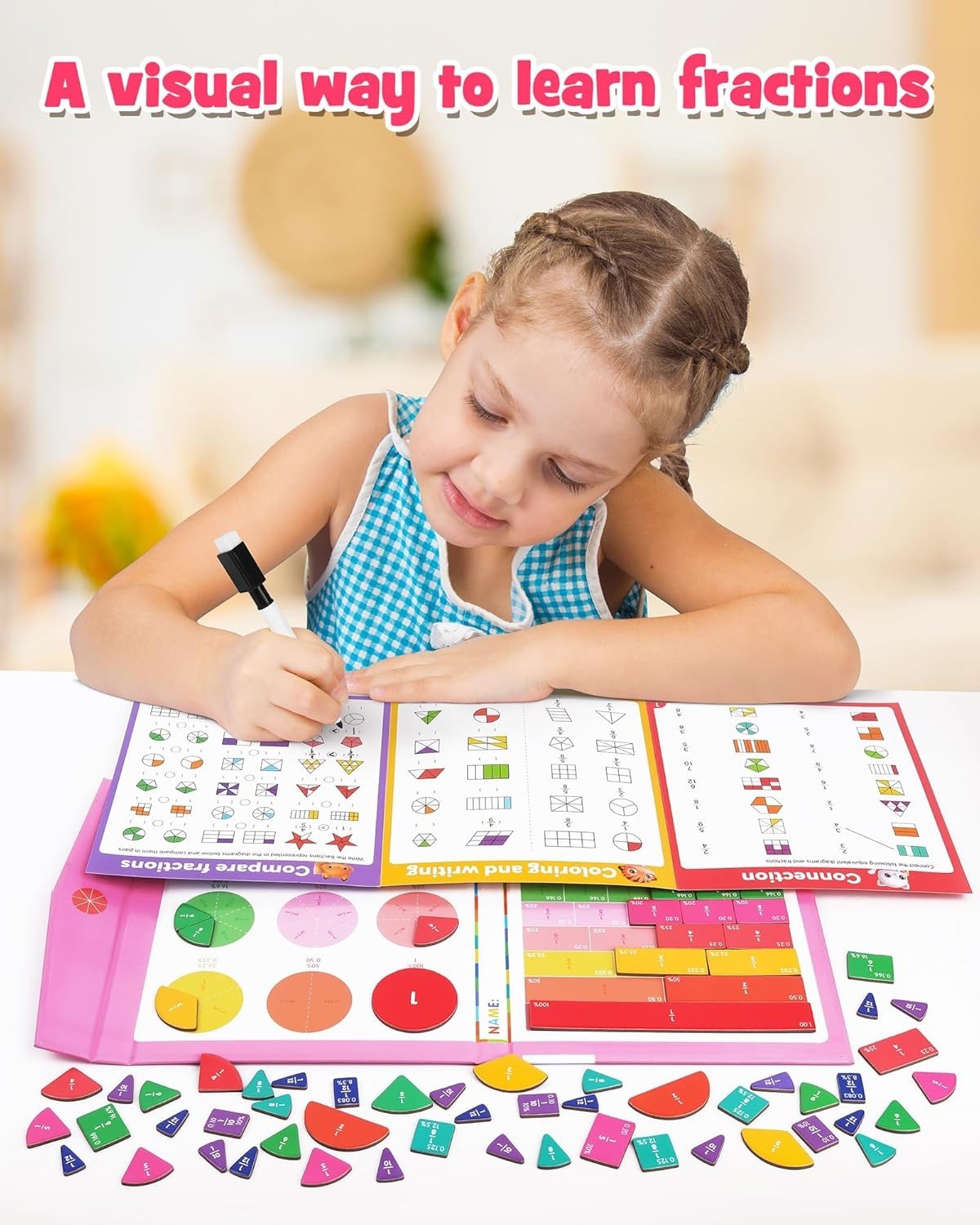 Interactive Magnetic Fraction Learning Kit: Engaging Math for Elementary Kids