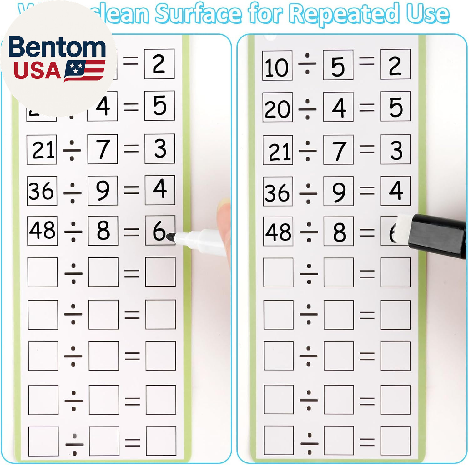 Multiplication and Division Flash Cards 30 Pcs, 0-12 Math Flash Cards with 4 Dry