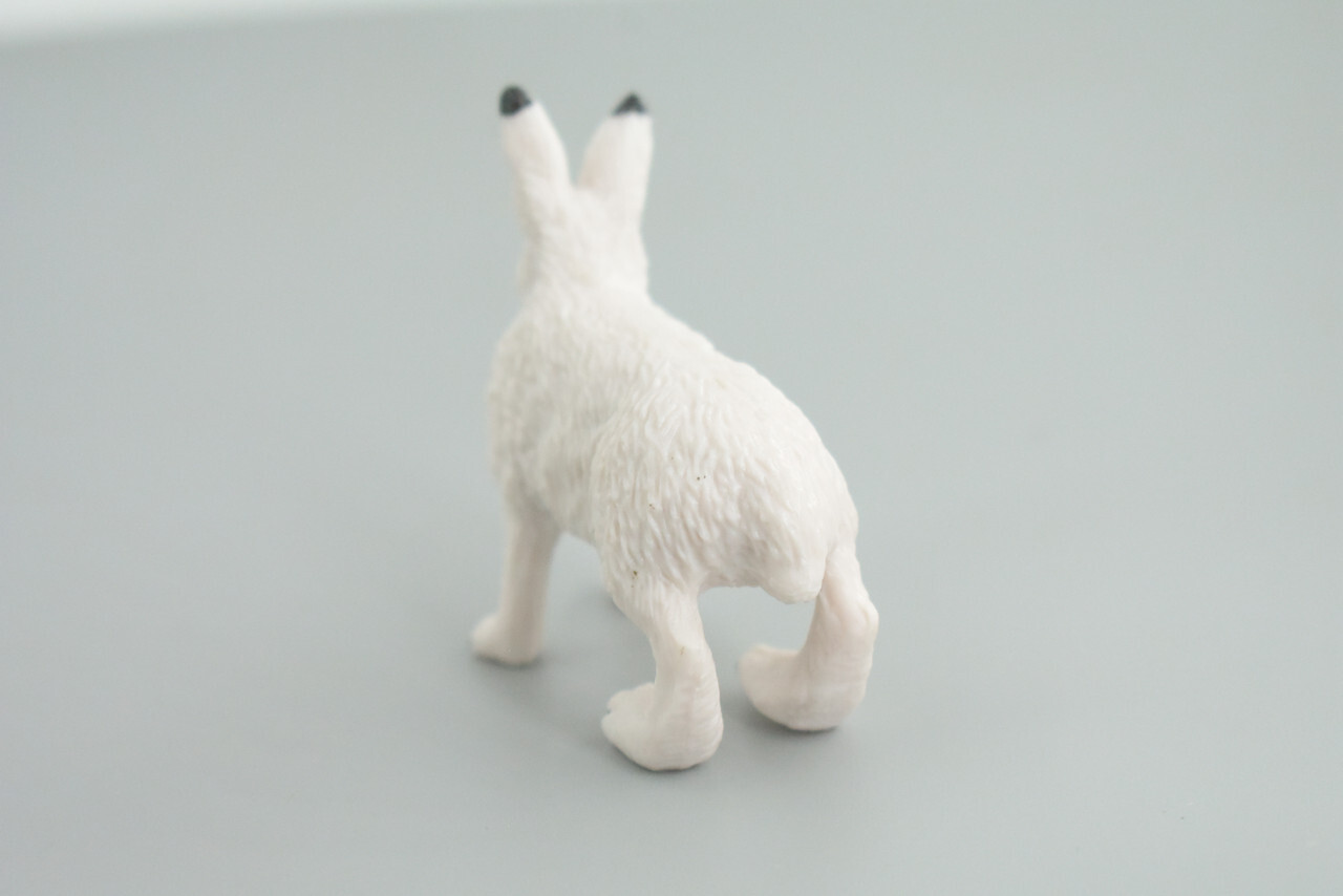 White Rabbit Toy, Arctic Hare, Hand Painted Rubber Toy 2.5 Inches CH876 BB199