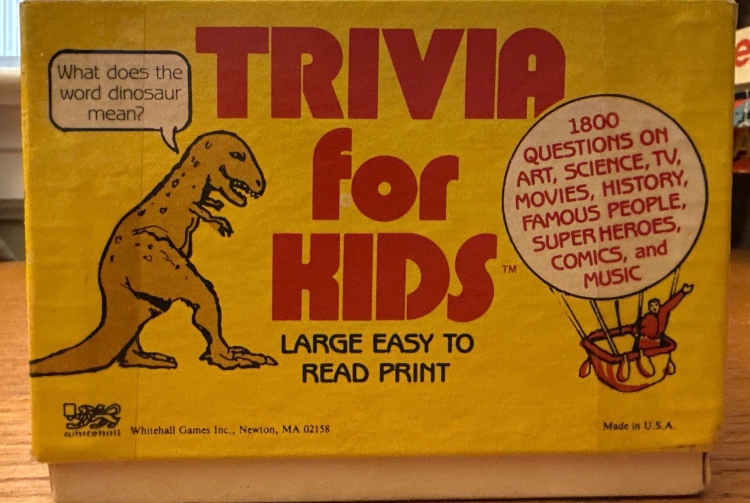 Vintage Trivia for KidsGame #438 1800 Questions large print ages 7 up Adults