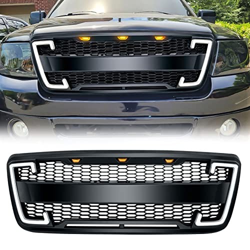 Front Bumper Grill Compatible with 2004 2005 2006 2007 2008 F150 W/DRL & Turn