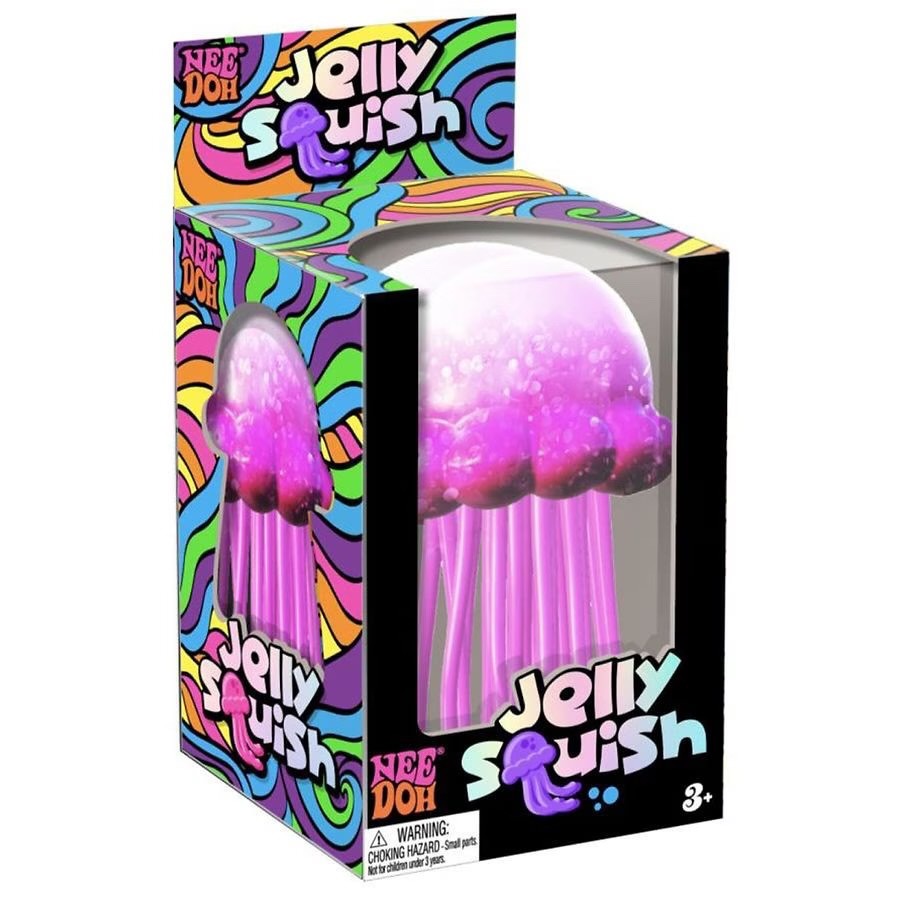 NeeDoh Purple JELLY SQUISH Sparkle Jellyfish Squishy Nee Doh 100% Authentic