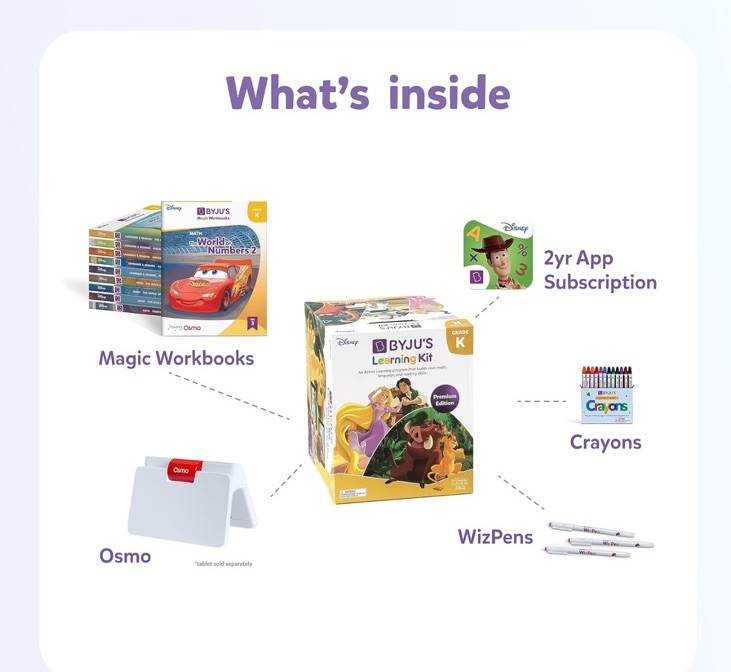 BYJU’S Learning Kit: Disney,Kindergarten Premium Edition App +10 Workbooks 4-6