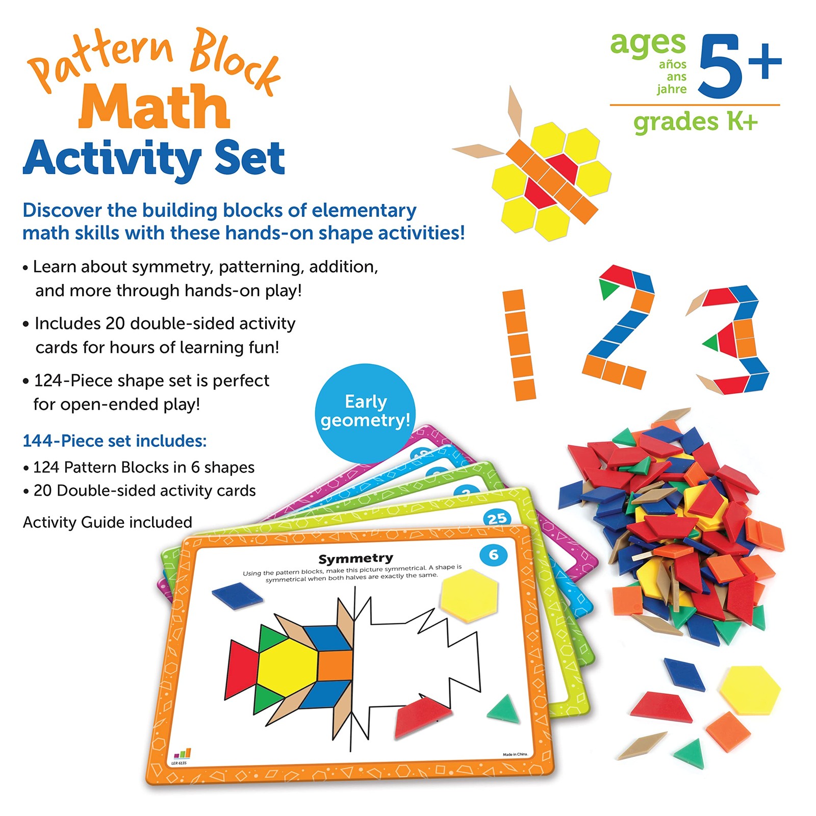 Learning Resources Pattern Block Math Activity Set – 144 Pieces Age 5