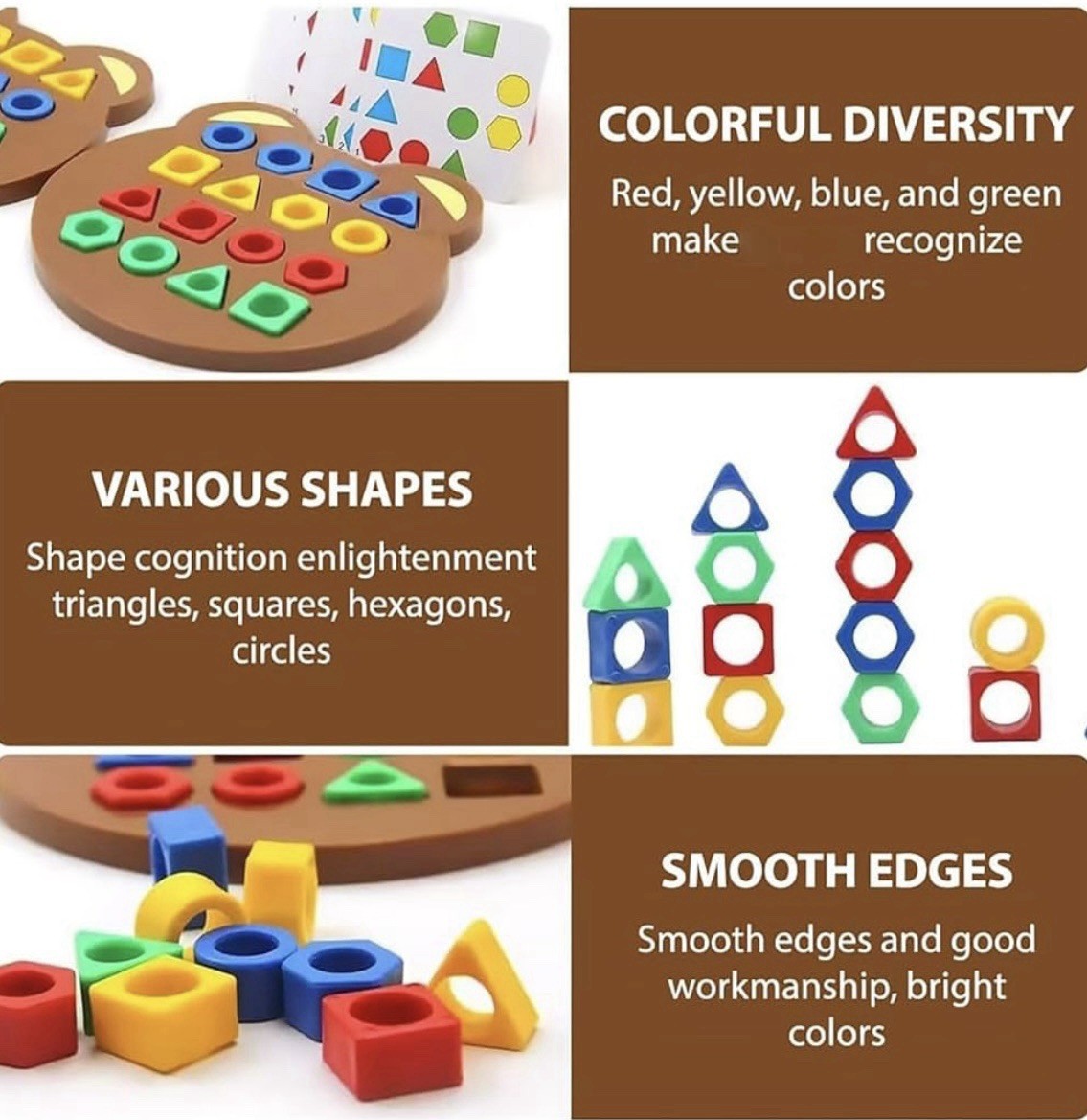 2 pack Geometric Shape Matching Game, Color Sensory Educational Toy