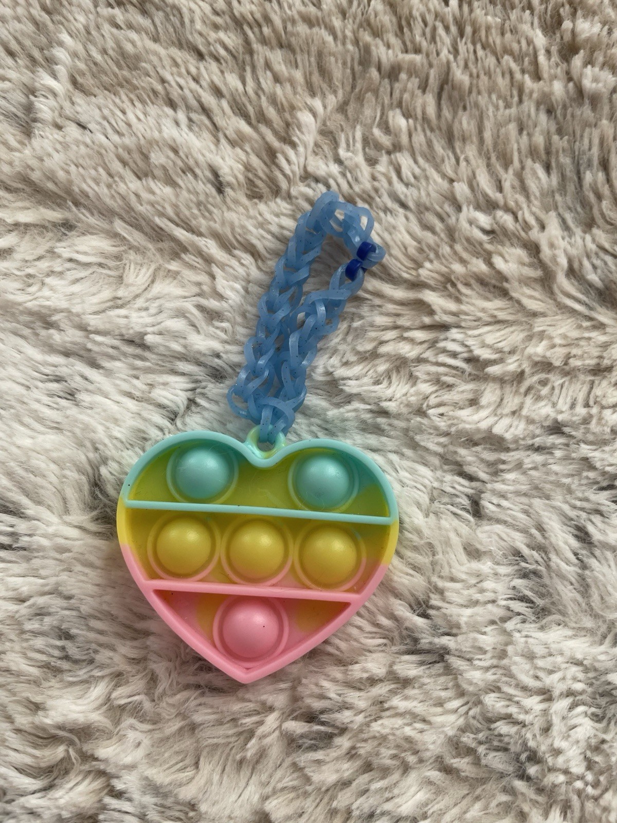 Heart-Shaped Rainbow Pop It Tactile Sensory Toy Keychain for Ages 3-11 Years