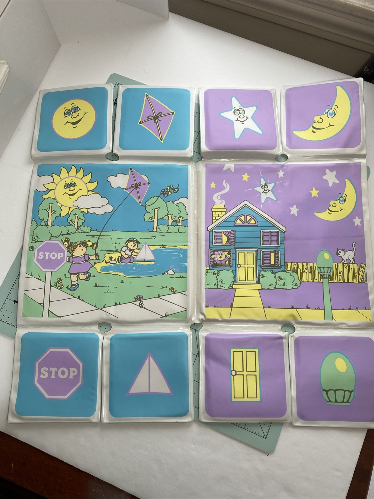 Vtg CPK Peek A Book Set Of 3 Soft Book Mats Letters Numbers Shapes/Colors 1987