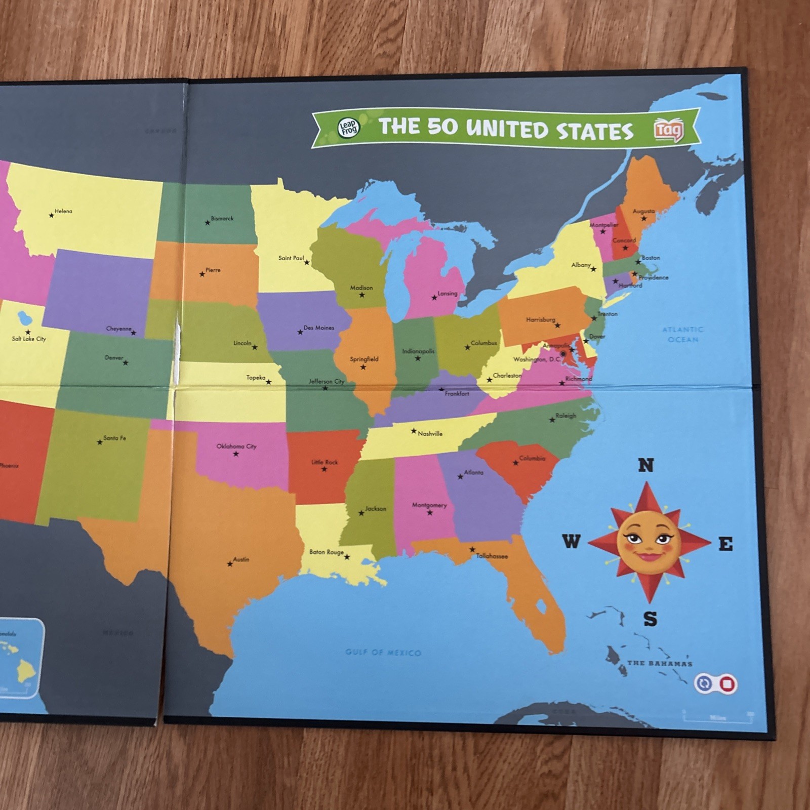 LeapFrog Tag Reading System Interactive United States Map Double Sided USA