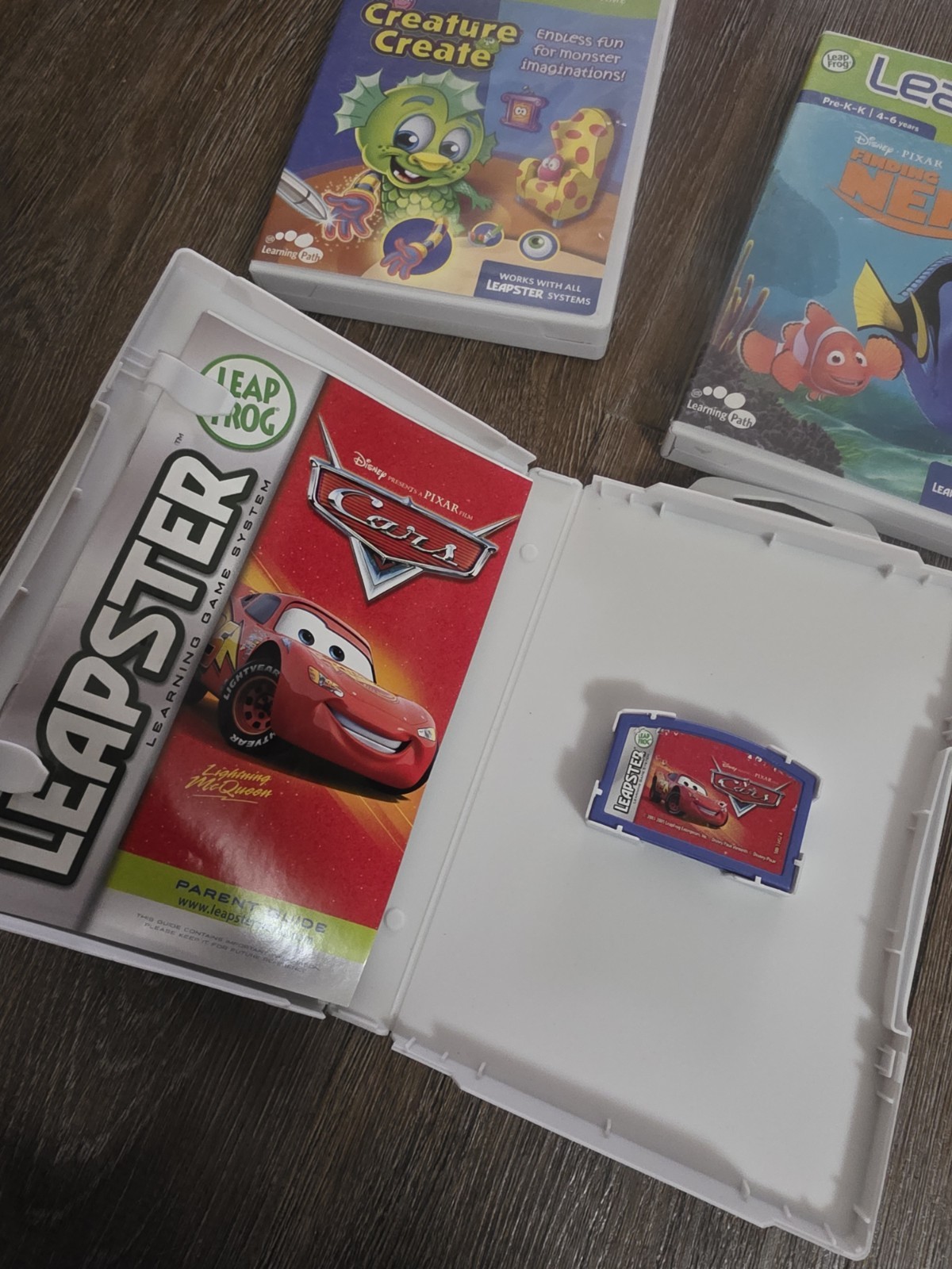 Leapster Games Lot Cars, Creature Create, Finding Nemo Age 4-6 Years Pre K