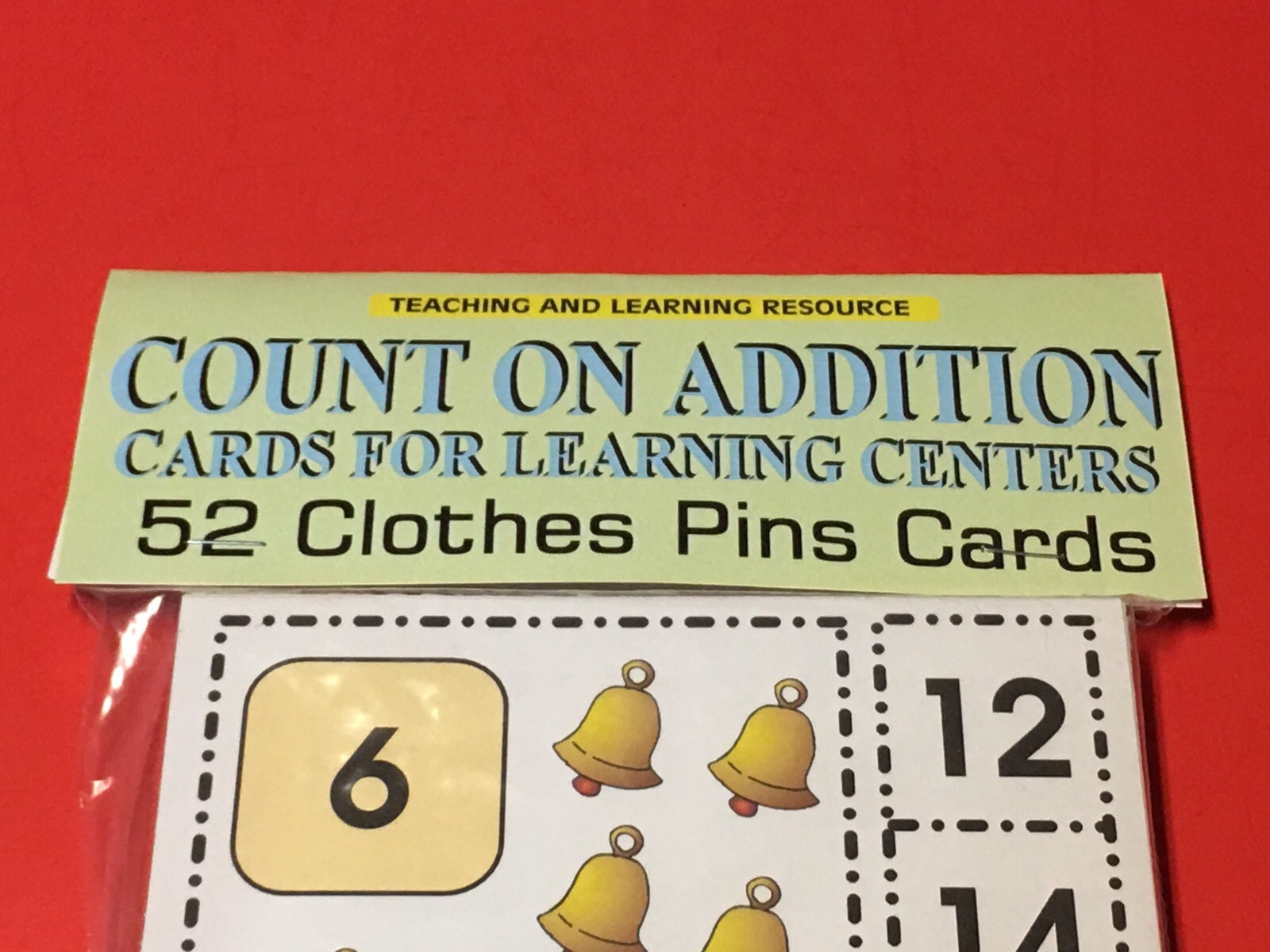 Count On Addition Cards – Cards for Learning Center 52 Cards-Letters Teaching