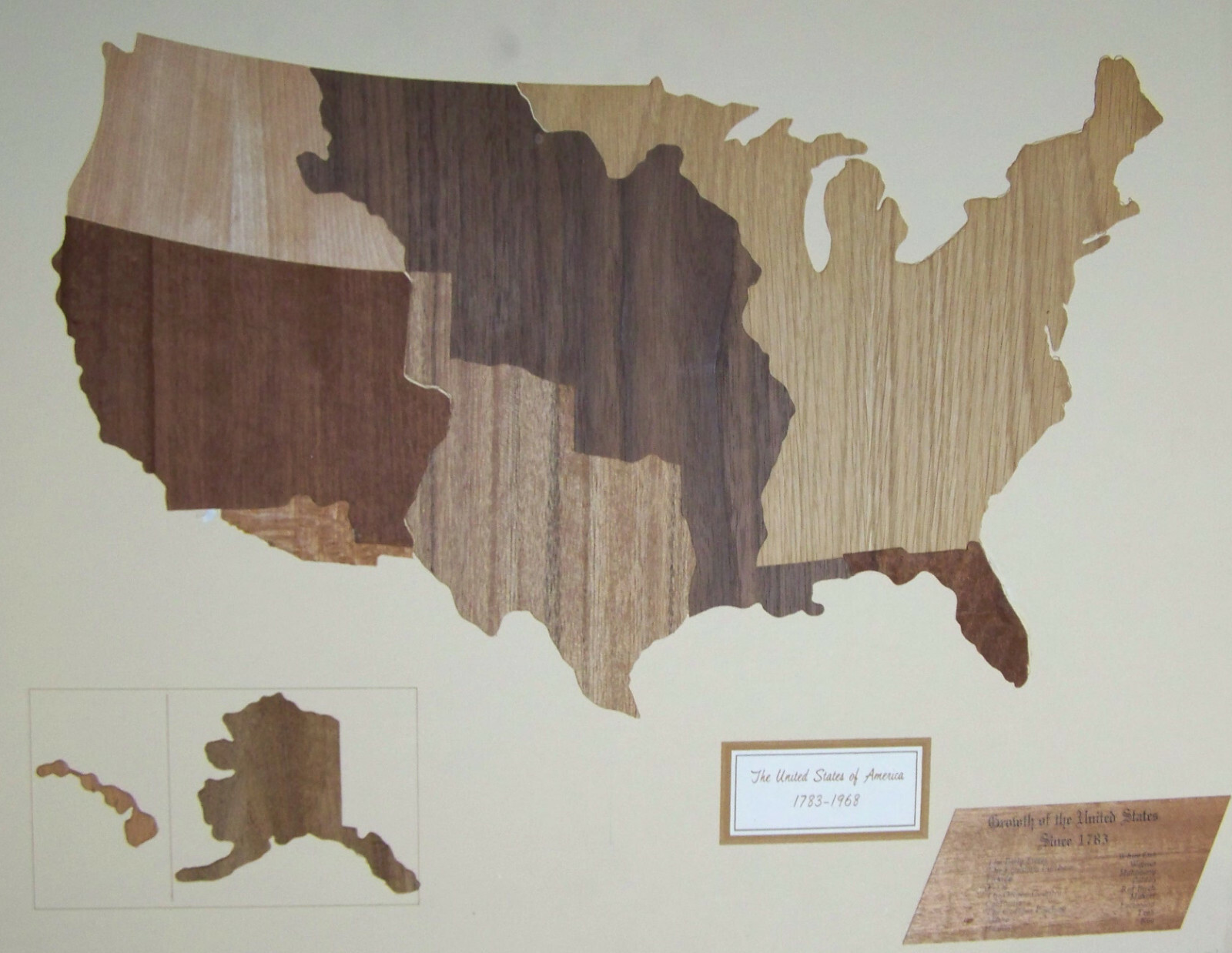 SUPER Educational HISTORY 1783-1968 MAP, Handi-Wood by U.S. Plywood, 17×22