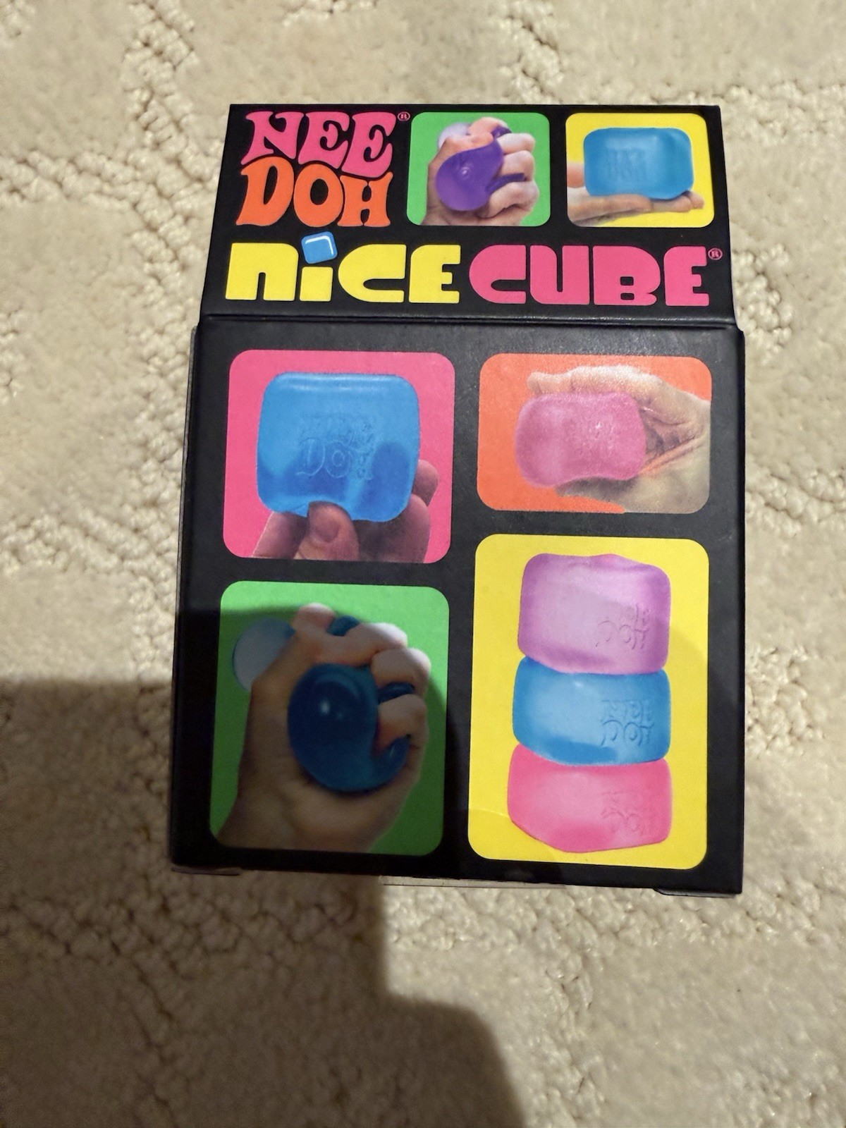 Schylling Needoh Nice Cube Pink Sensory Squeeze Toy with Super Solid Squish