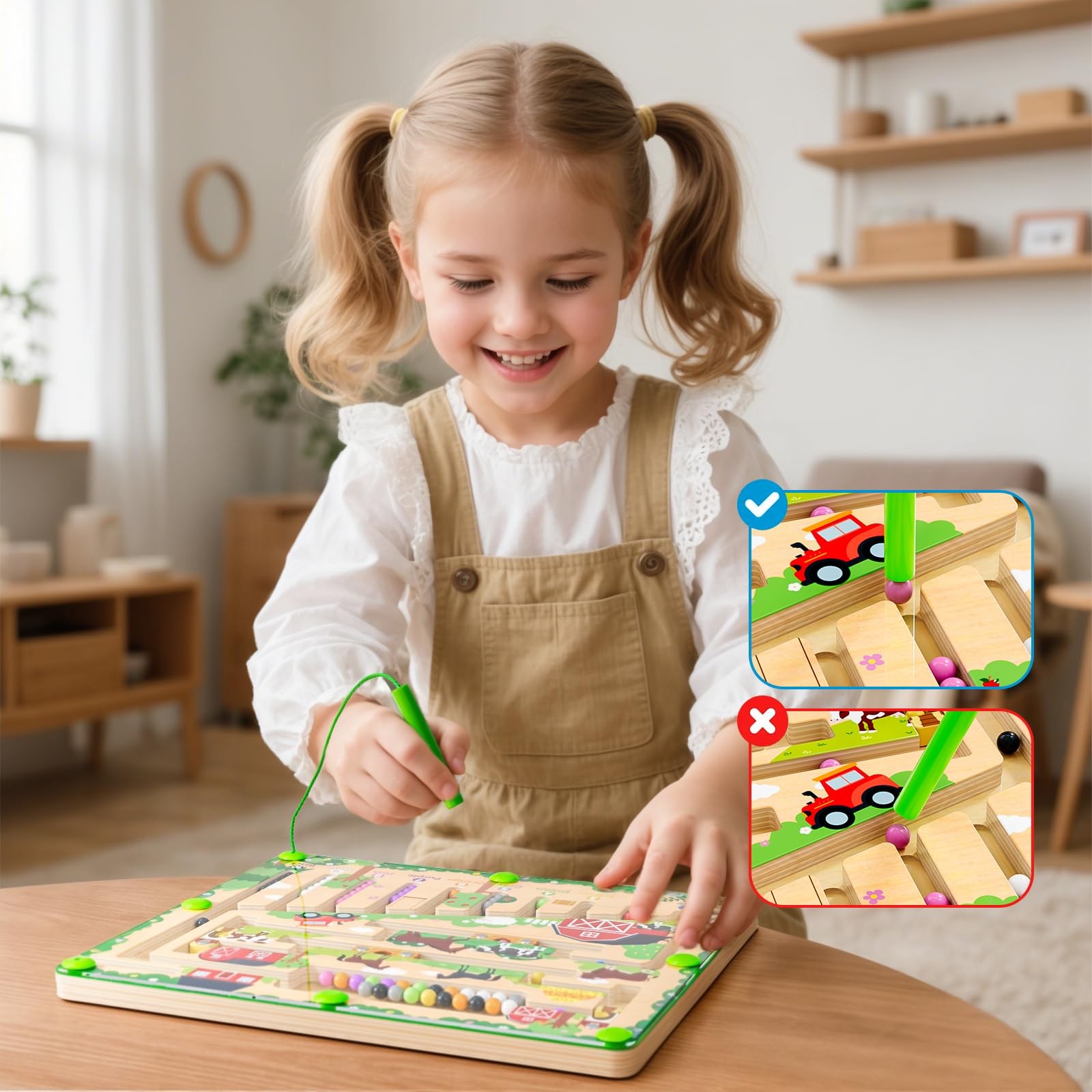 zhiwuzhu Magnetic Color and Number Maze, Compact Portable, Cyan