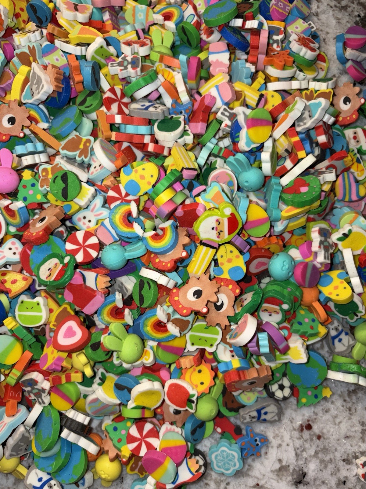 Huge Lot 1000+Colorful Mini Erasers STEM Kids Variety