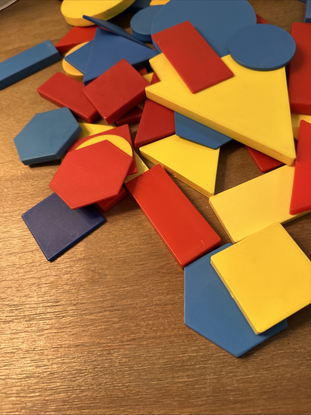 LOT of Thick Thin Lg Sm Multi-Color Geometric 2-D Shapes Math Manipulatives 70+