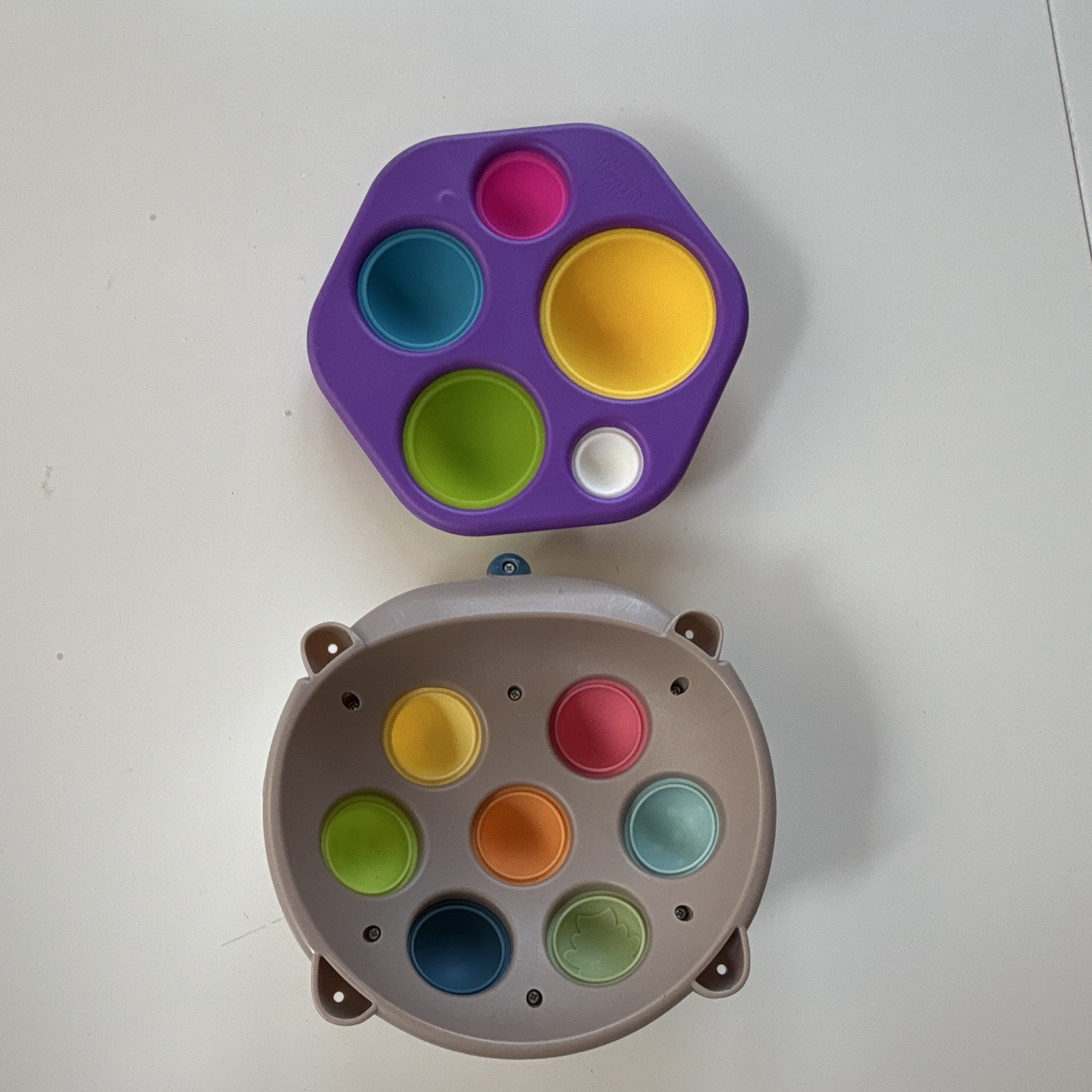 2pc Silicone Push Pop Bubble Fidget Sensory Toys Lot, Hexagon & Hedgehog