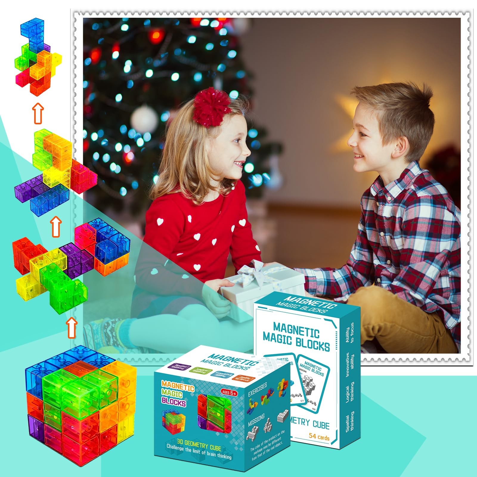3D Magnetic Building Blocks Magic Cube Geometric Puzzle Fidget Toy Gift Set