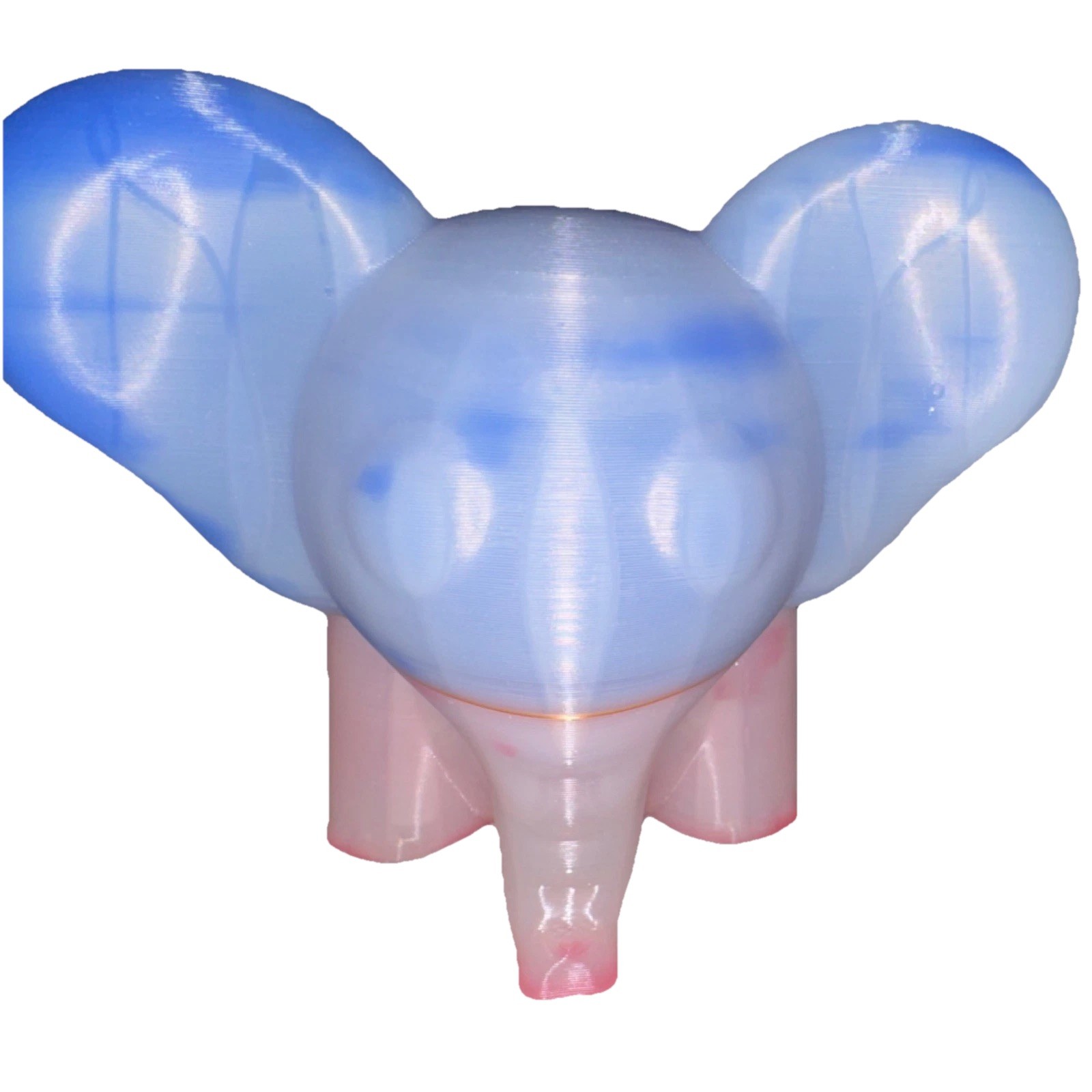 HUGE Color Changing Articulated Elephant Blue & Pink to Clear. 10×7 inches