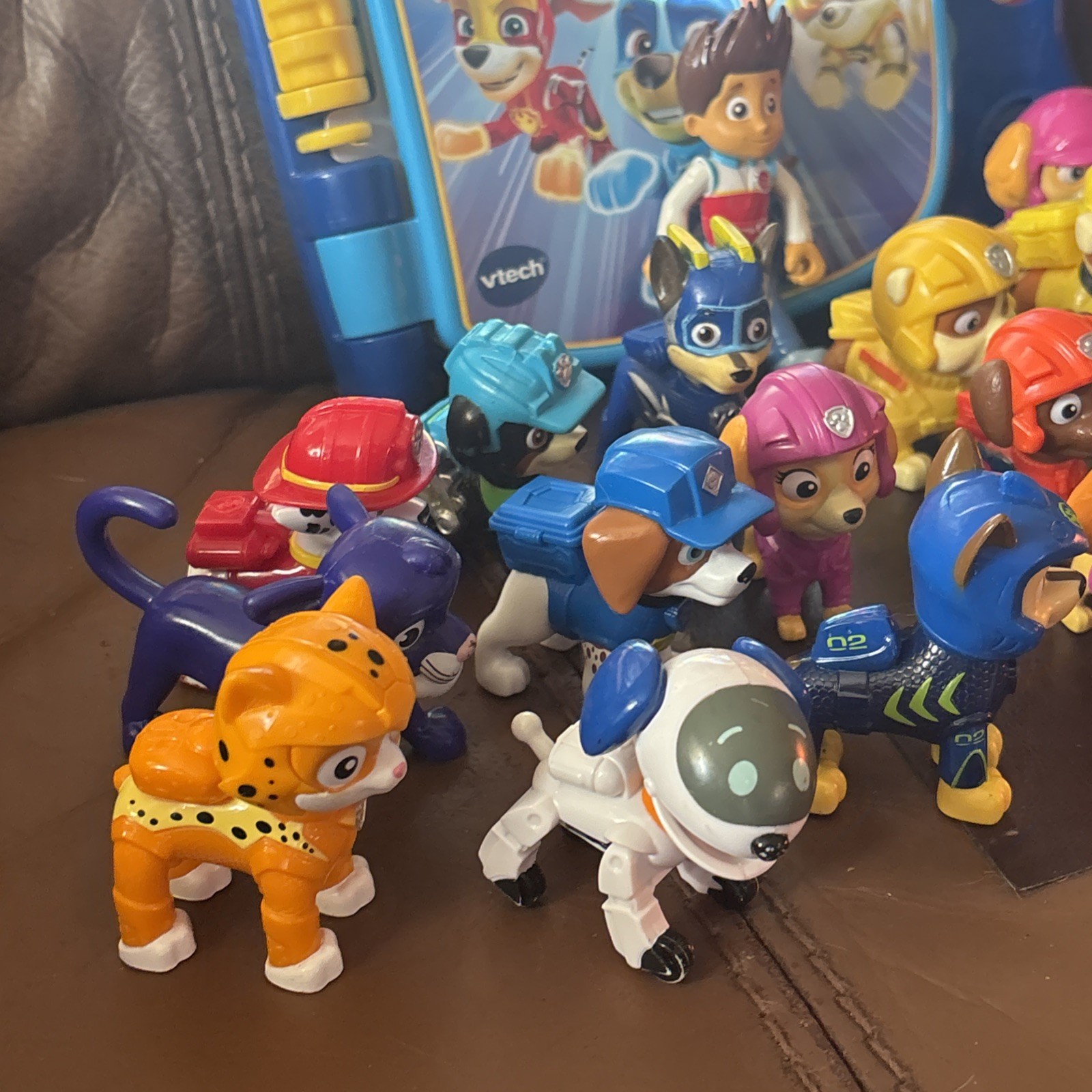 Paw Patrol 22 Figures + Mighty Pups Super Paws Touch & Teach Word Book Lot