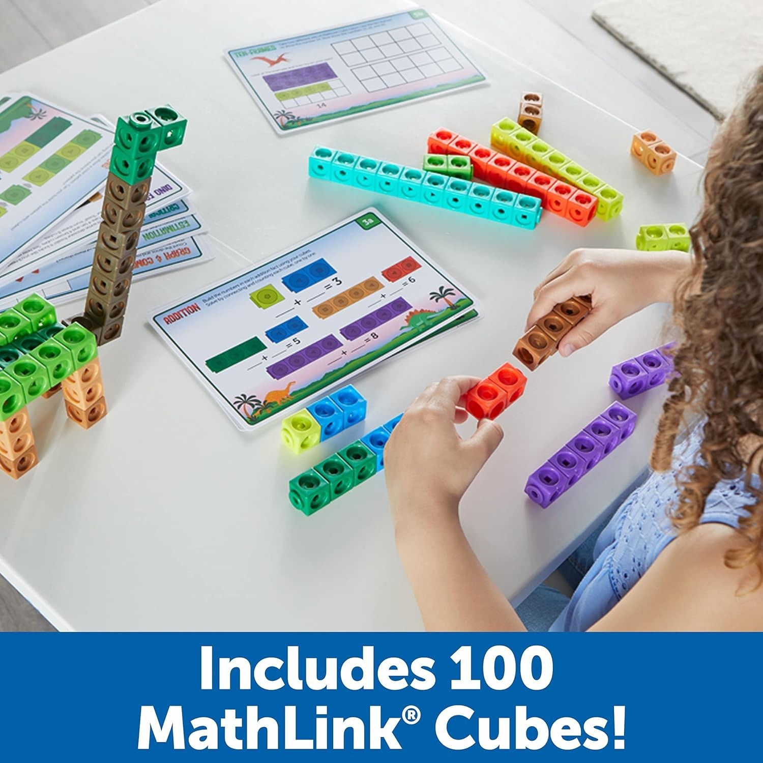 100 Dino-Themed MathLink Cubes for Engaging Math Games – Perfect for Homeschool!