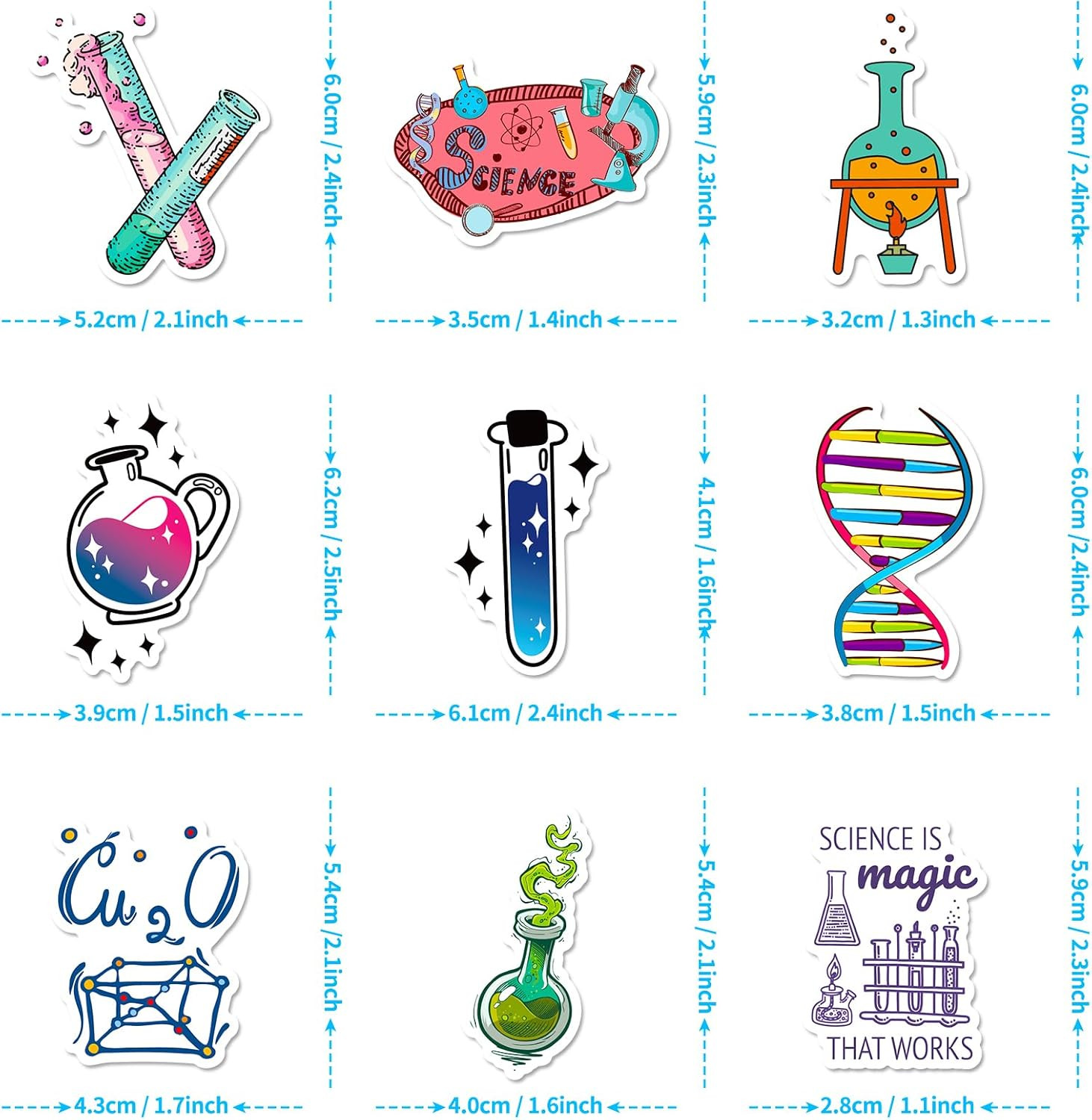 100 PCS Funny Science Laboratory Stickers for Kids Teens Adults, Physics Biology