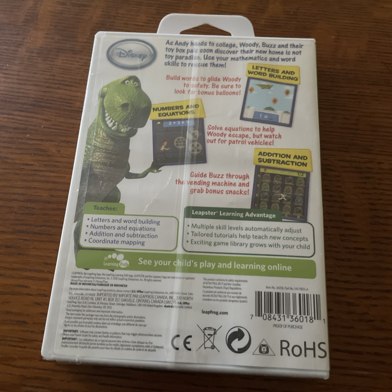 LEAPFROG LEAPSTER DISNEY PIXAR TOY STORY 3 LEARNING GAME READING PHONICS NEW NIP