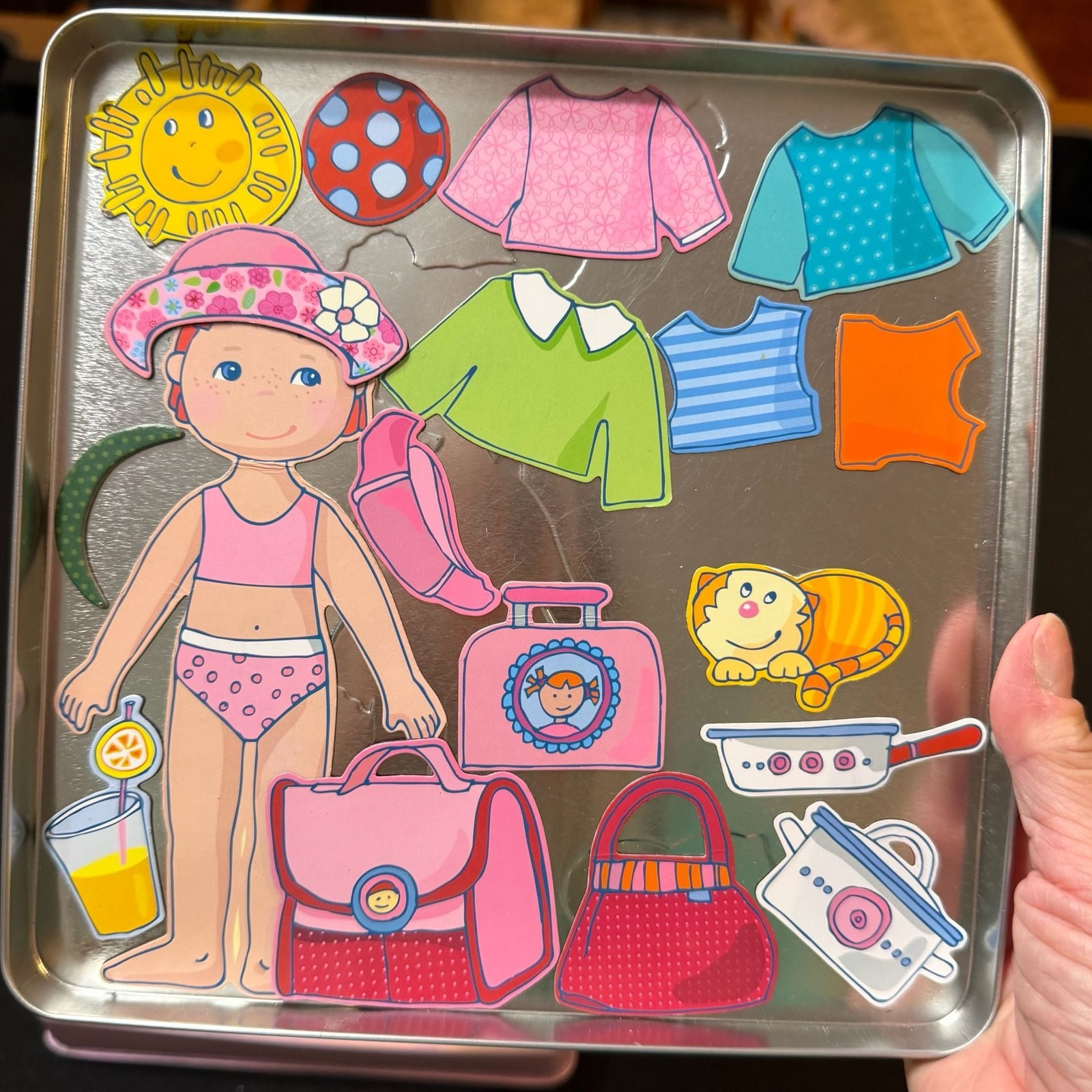 2 HABA Magnetic Games Dress-up Doll Lilli and Peter & Pauline’s Farm Travel Tins