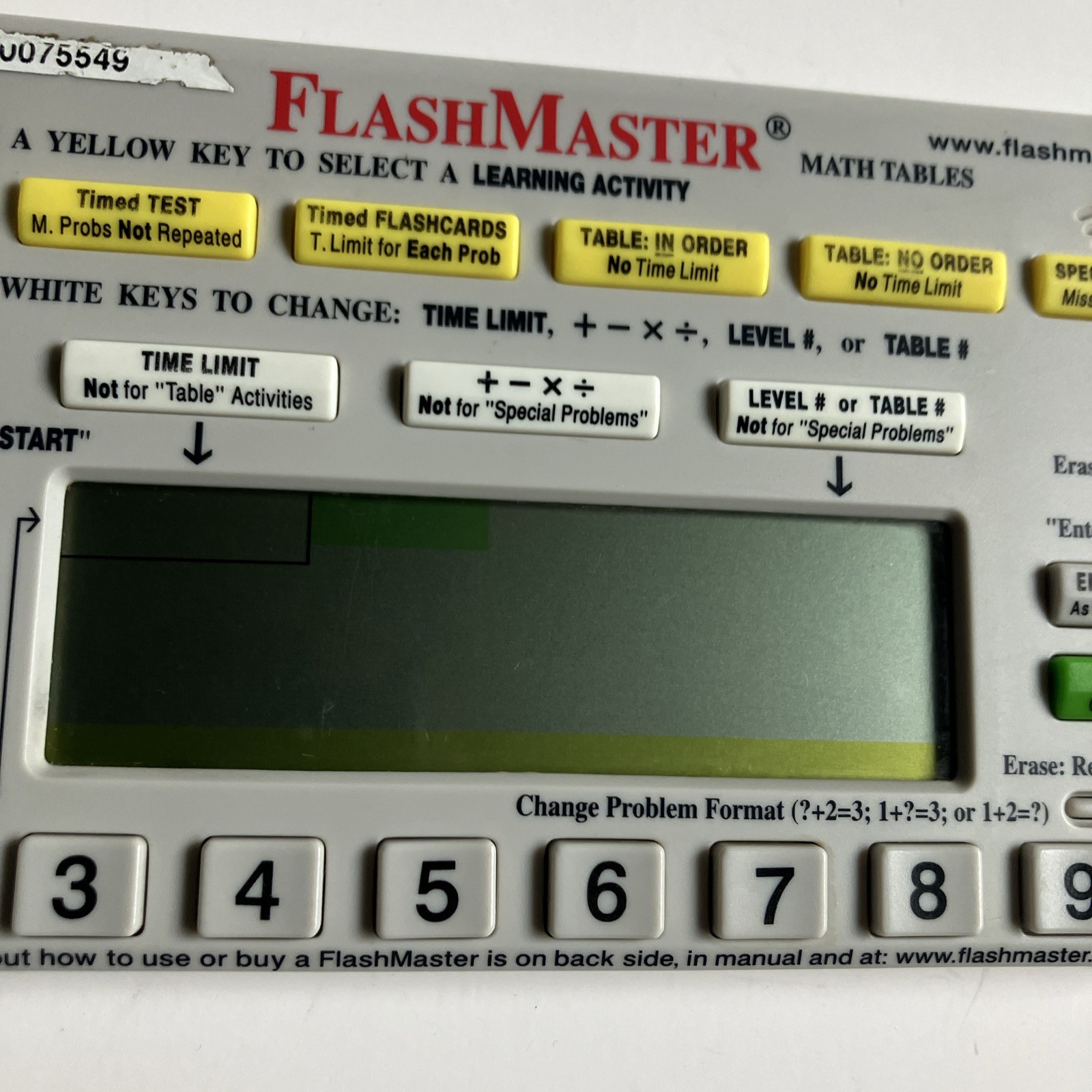 Flash Master Math Tables Electronic Learning Tool Model MT1A Tested Working A6