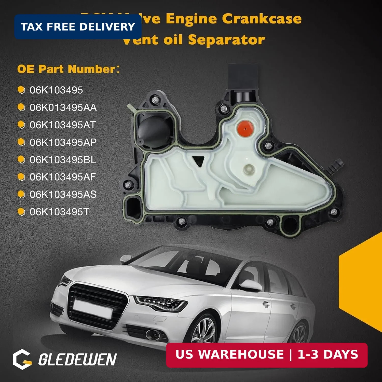 06K103495 PCV Valve, Oil Separator Engine Crankcase Vent Valve, Compatible with