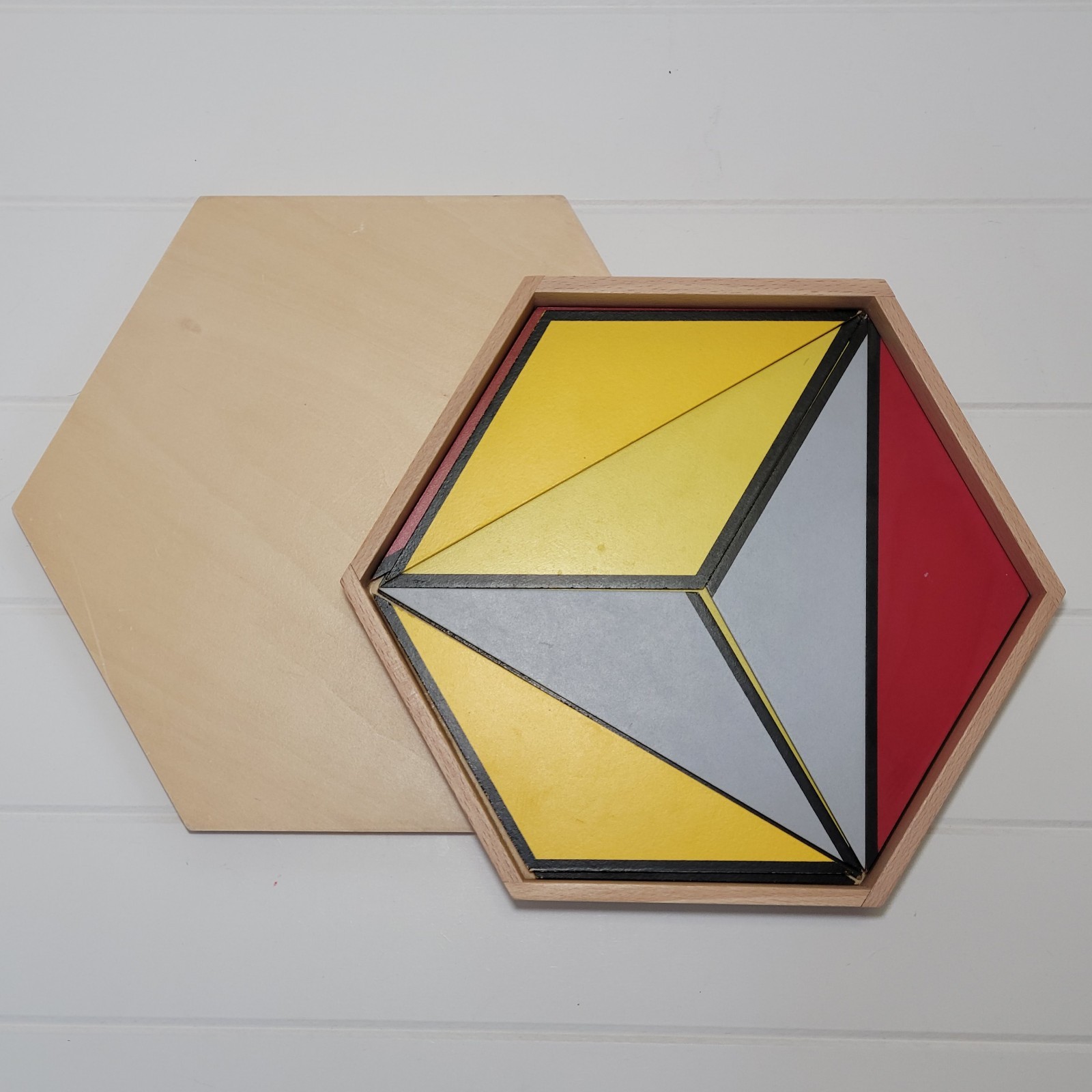 Montessori Constructive Triangles 5 Wooden Box Set Sensorial Geometry Material