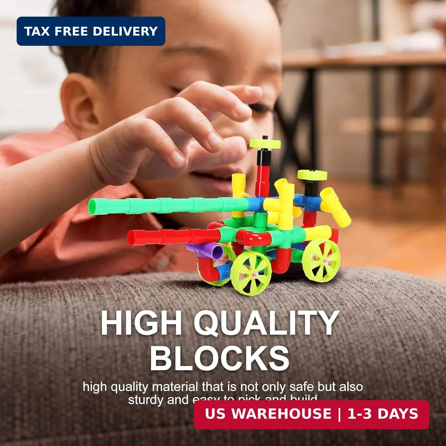STEM Building Blocks Toy for Kids, Educational Toddlers Preschool Brain Toy Kit,