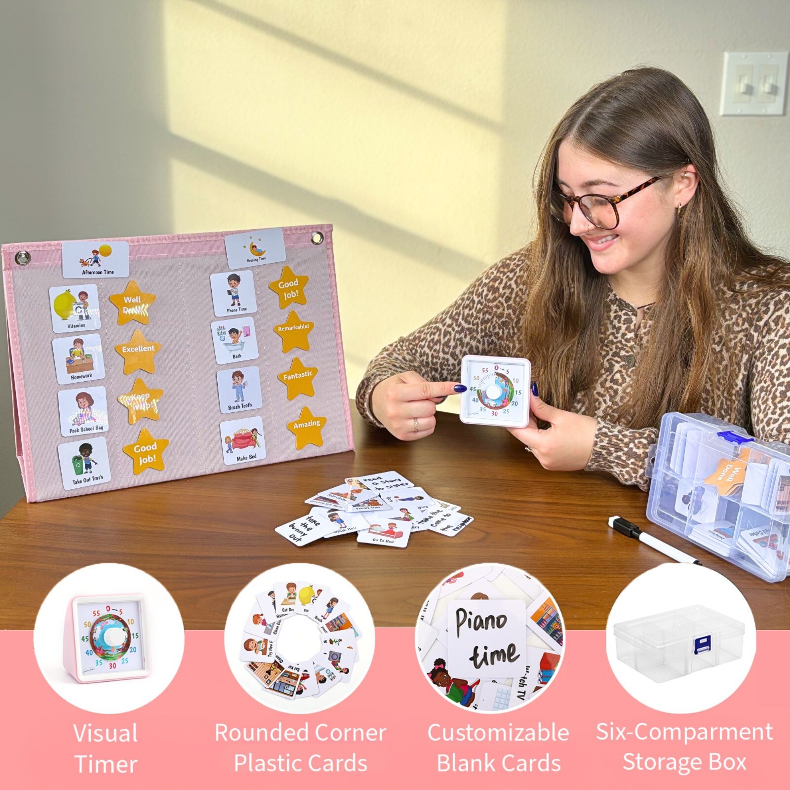 Visual Schedule for Kids & Visual Timer Reward Chart for Kids Autism Sensory Toy