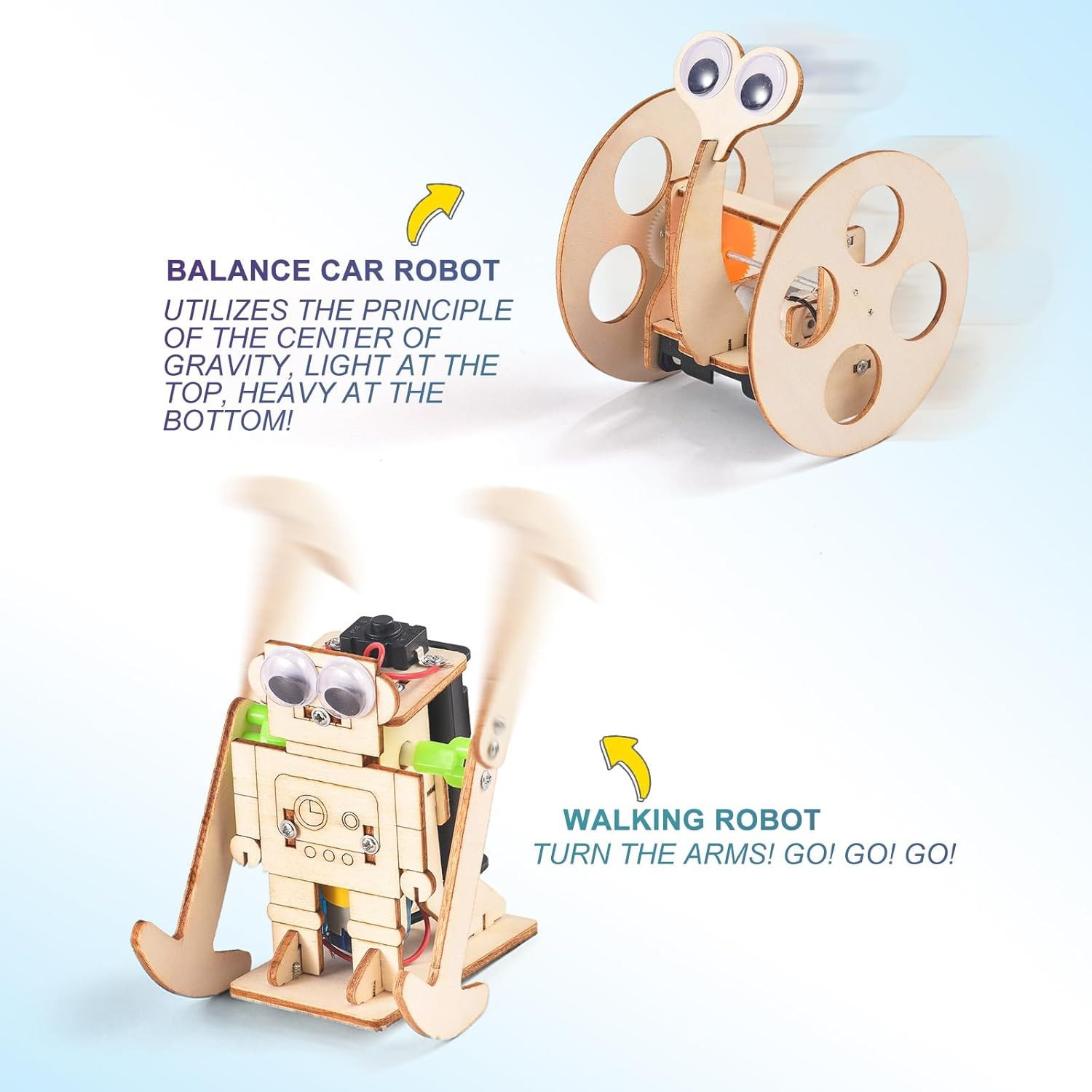 5-In-1 STEM Robot Kit for Kids Ages 8-10, Wood Building Art Crafts Kits for Boys
