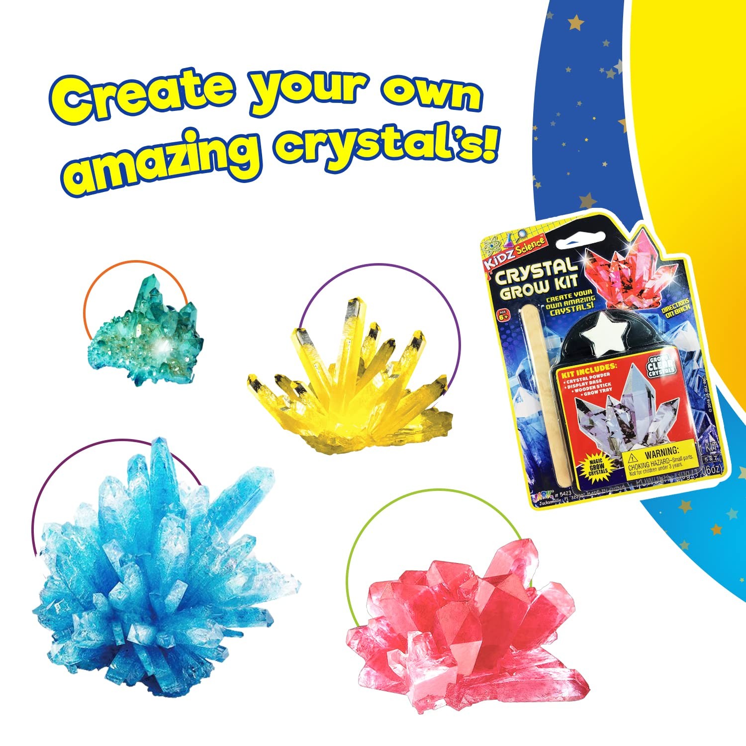 JA-RU Magic Crystal Growing Kit (1 Mineral Toy Set) 1 Pack, Grow
