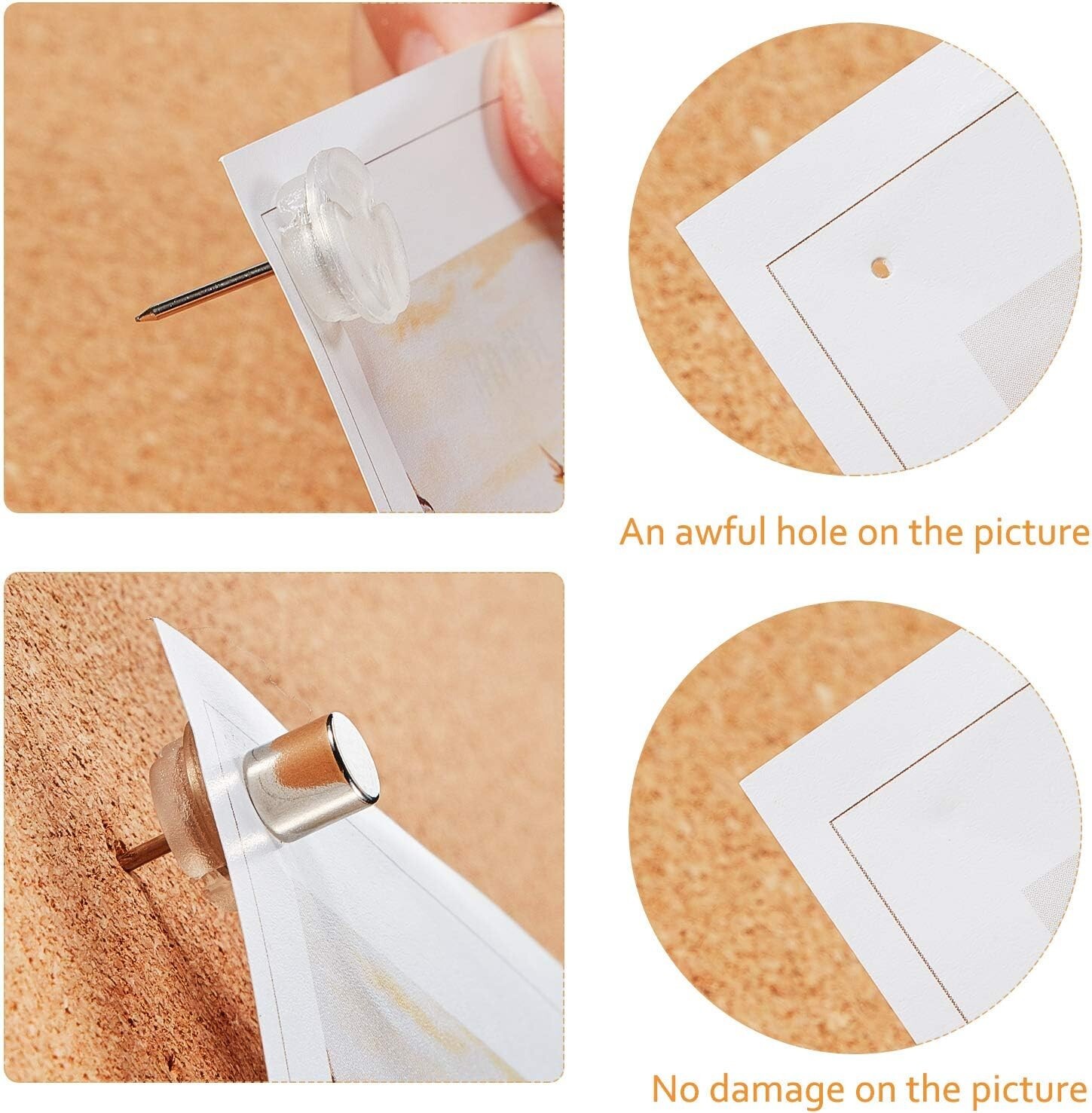 Reusable Magnetic Pushpins – 50 Nickel-Plated Photo and Poster Holders