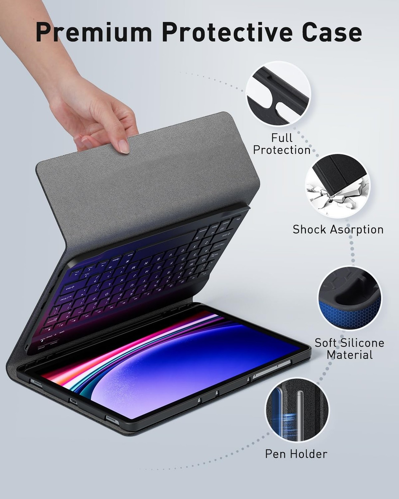 TUNKARMOR Case Keyboard for Samsung Galaxy Tab A8 10.5 inch 2022 2021 Built-i…