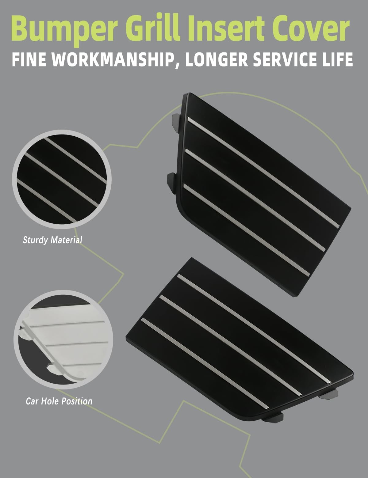 Front Lower Bumper Grill Grille Insert Cover Cover(Pair), Black