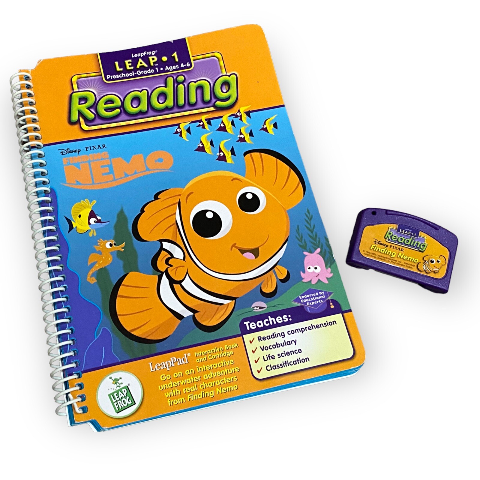 Leapfrog Leap 1 Reading Disney Pixar Finding Nemo Interactive Book w/ Cartridge