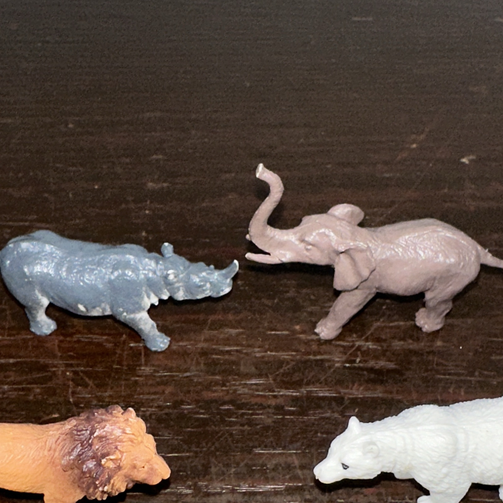 Miniature Wildlife Animal Figures Lot Of 6 Elephant Rhino Tiger Polar Bear…