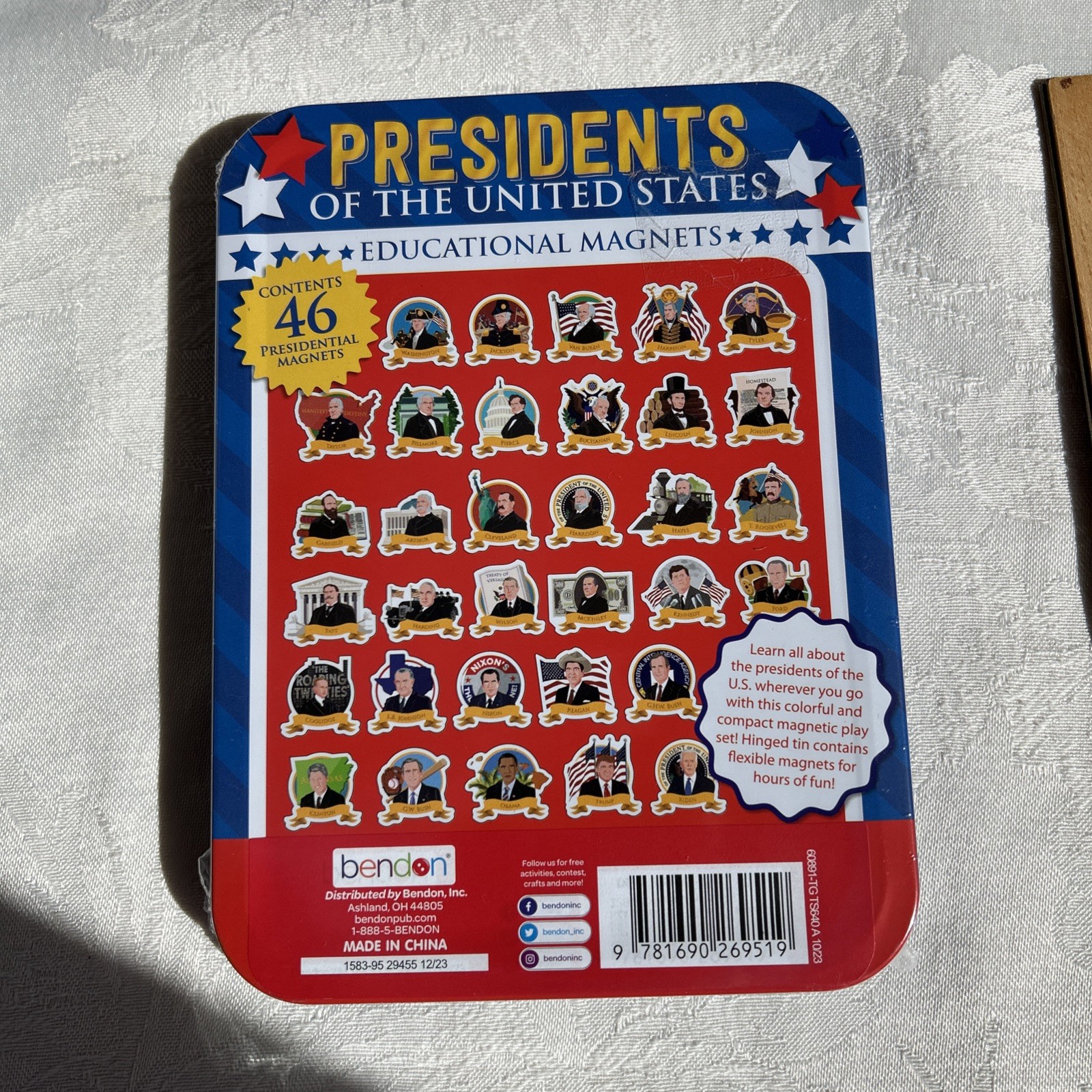 PRESIDENTS of the United States Bendon Educational Magnets/ 46 Magnets