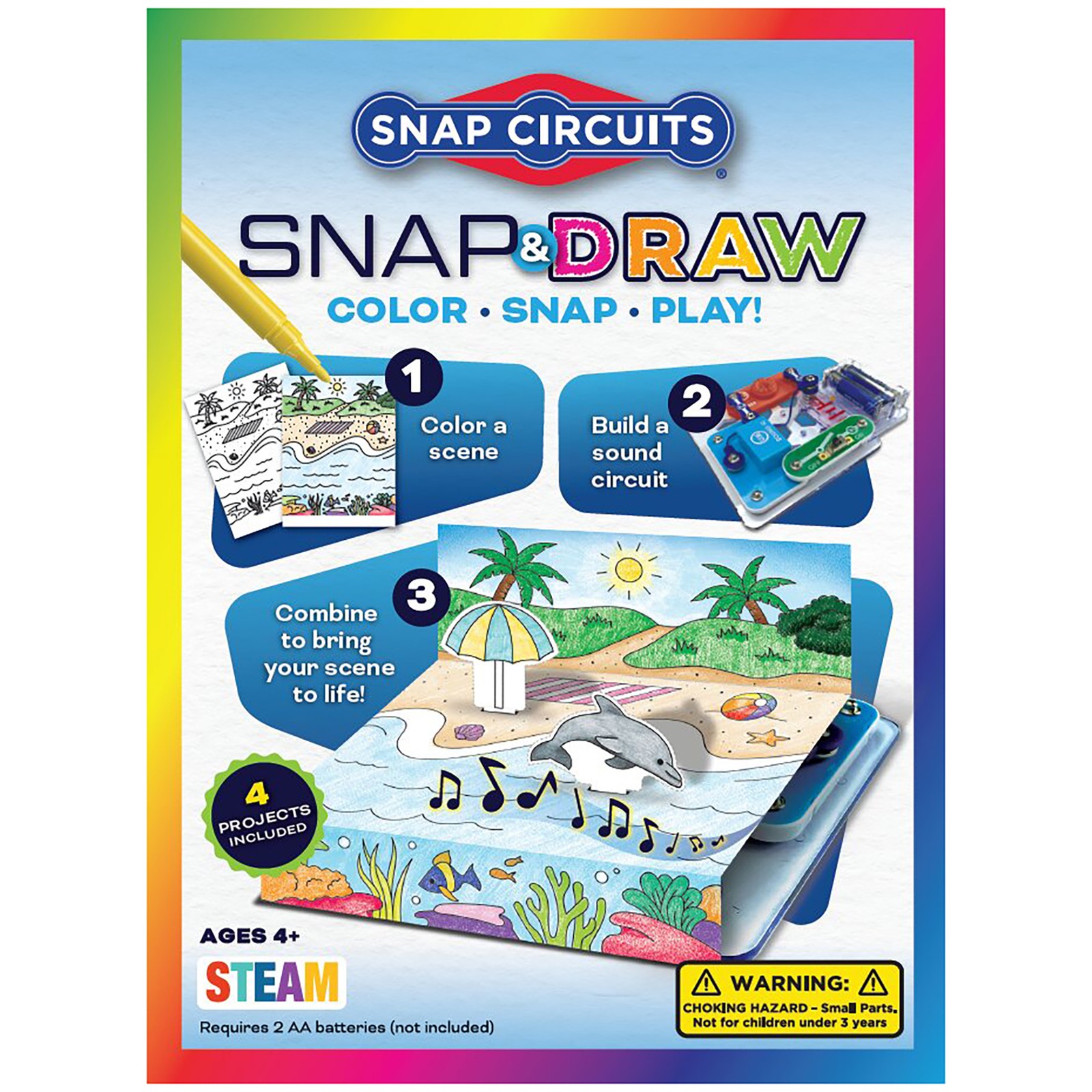 SNAP CIRCUITS: Snap & Draw – Color 3D Landscape Scene & Build Sound Circuits, 4+