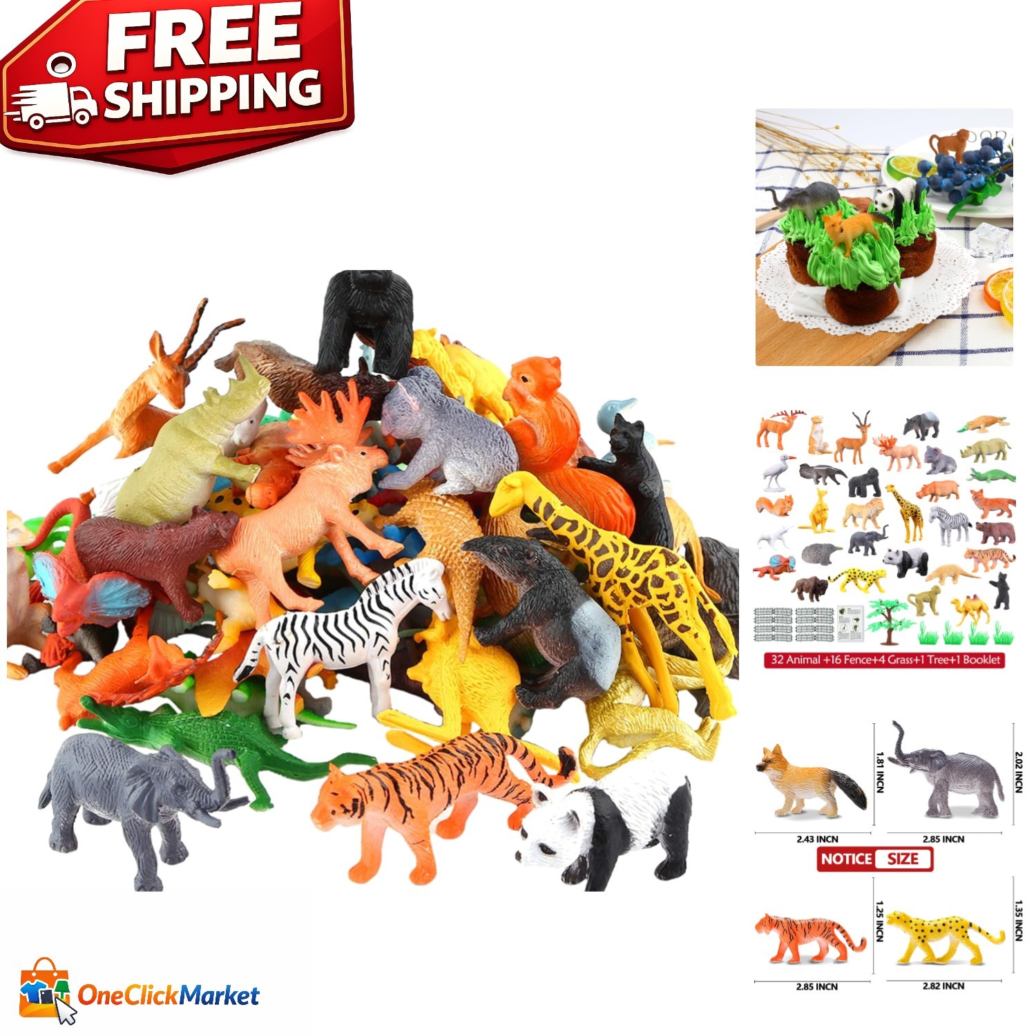 54-Piece Wild Animal Collection – Educational Jungle Toy Set for Ages 3 and Up
