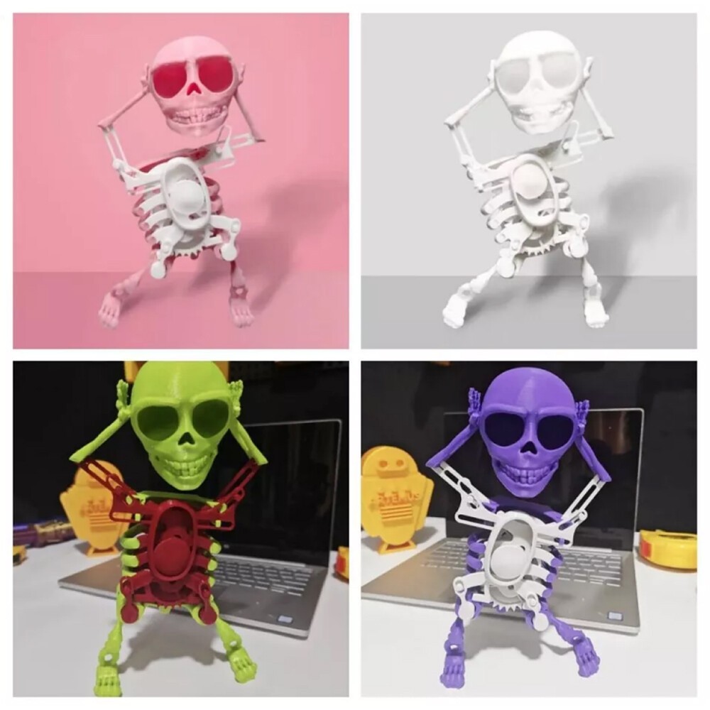 3D Dancing Skeleton Toy Clockwork Spring Self Moving Swinging Skull Bobblehead