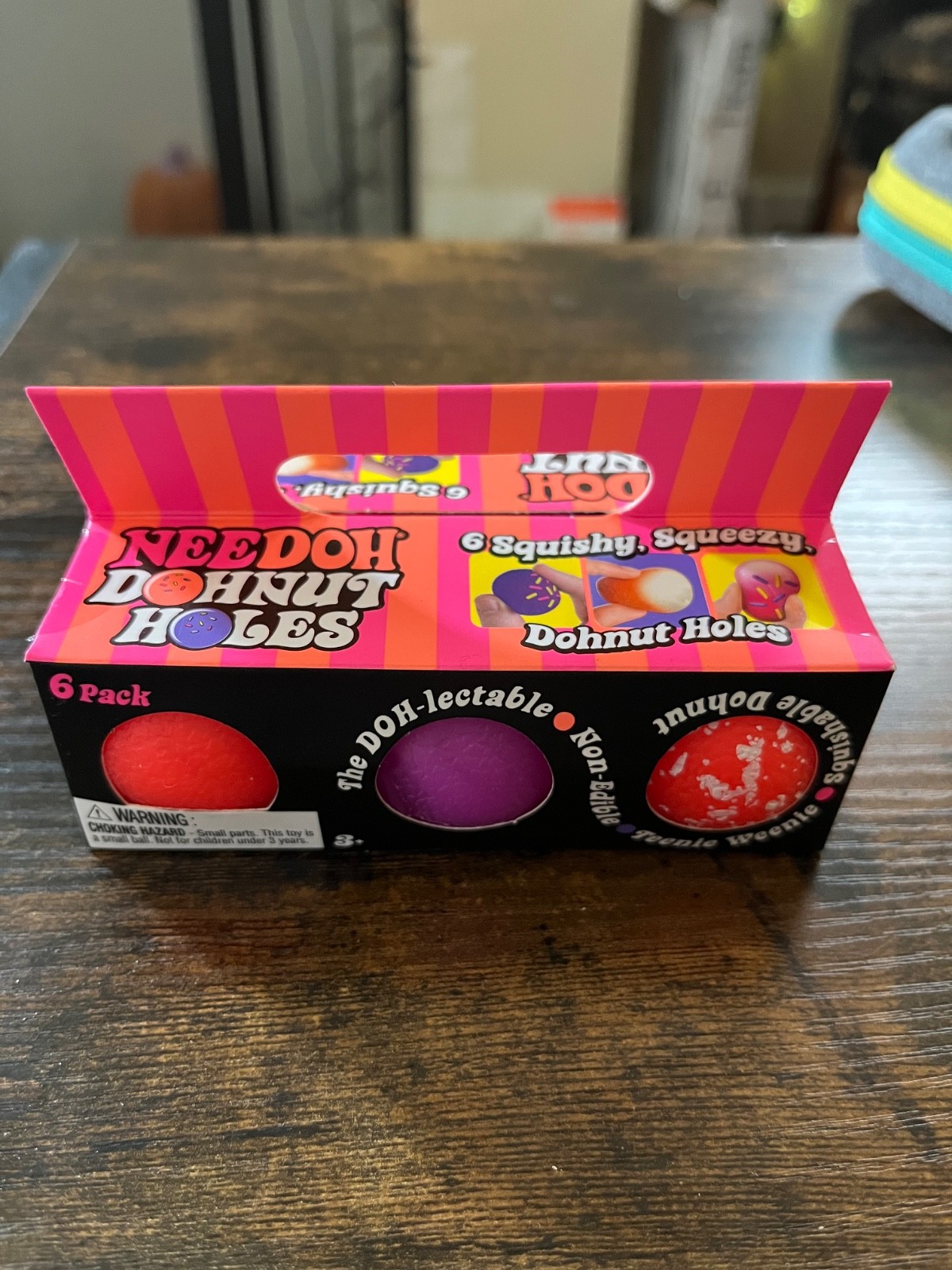 NeeDoh 6 Pack Donut Holes Squishy Squeezy Multi Color New In Box