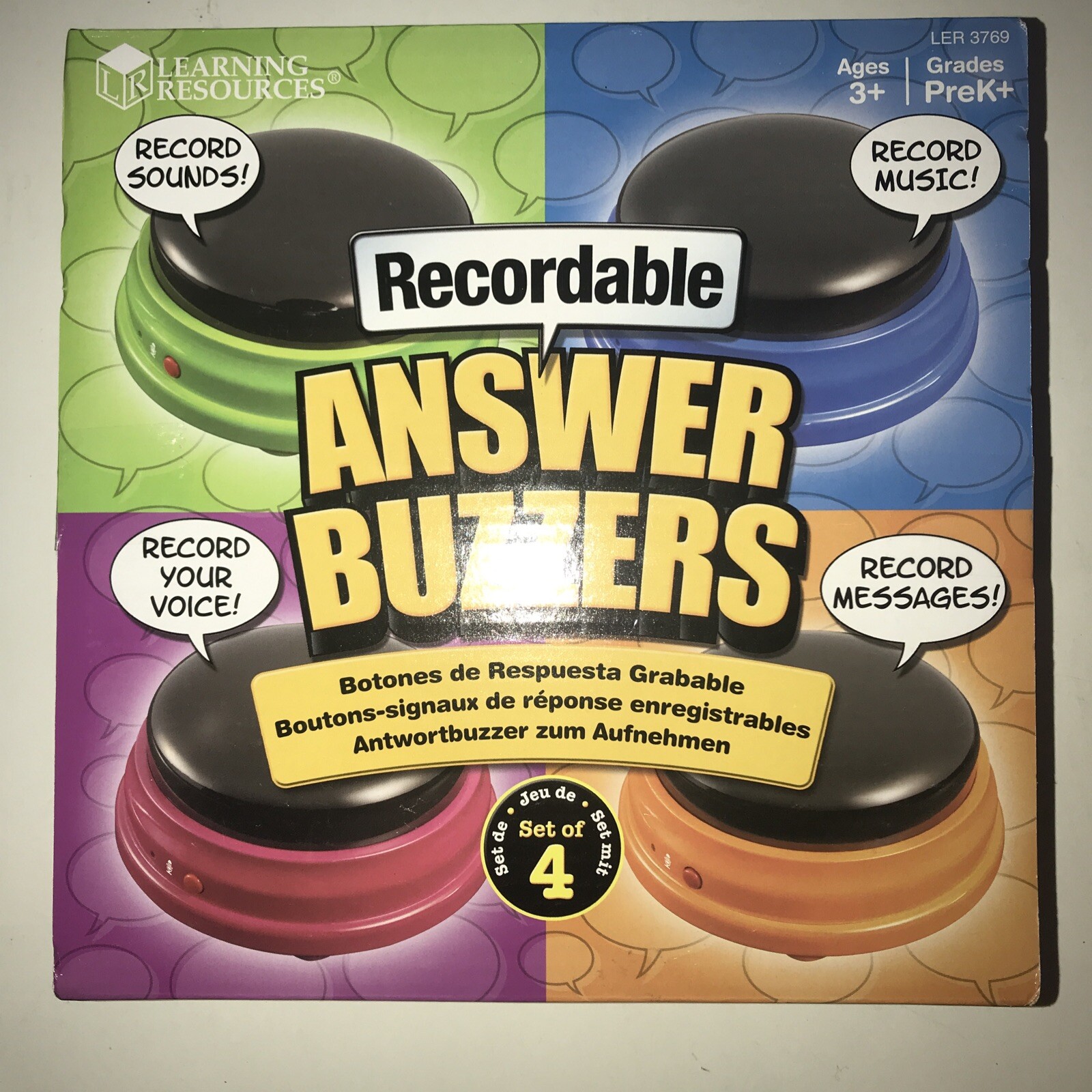 4 Boxes New Learning Resources Recordable Answer Buzzers (16) Subject: Learning